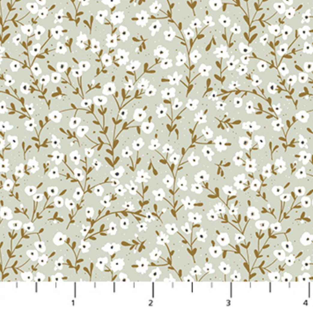 Blossom Breeze Pistachio Ditsy Floral Figo Fabrics