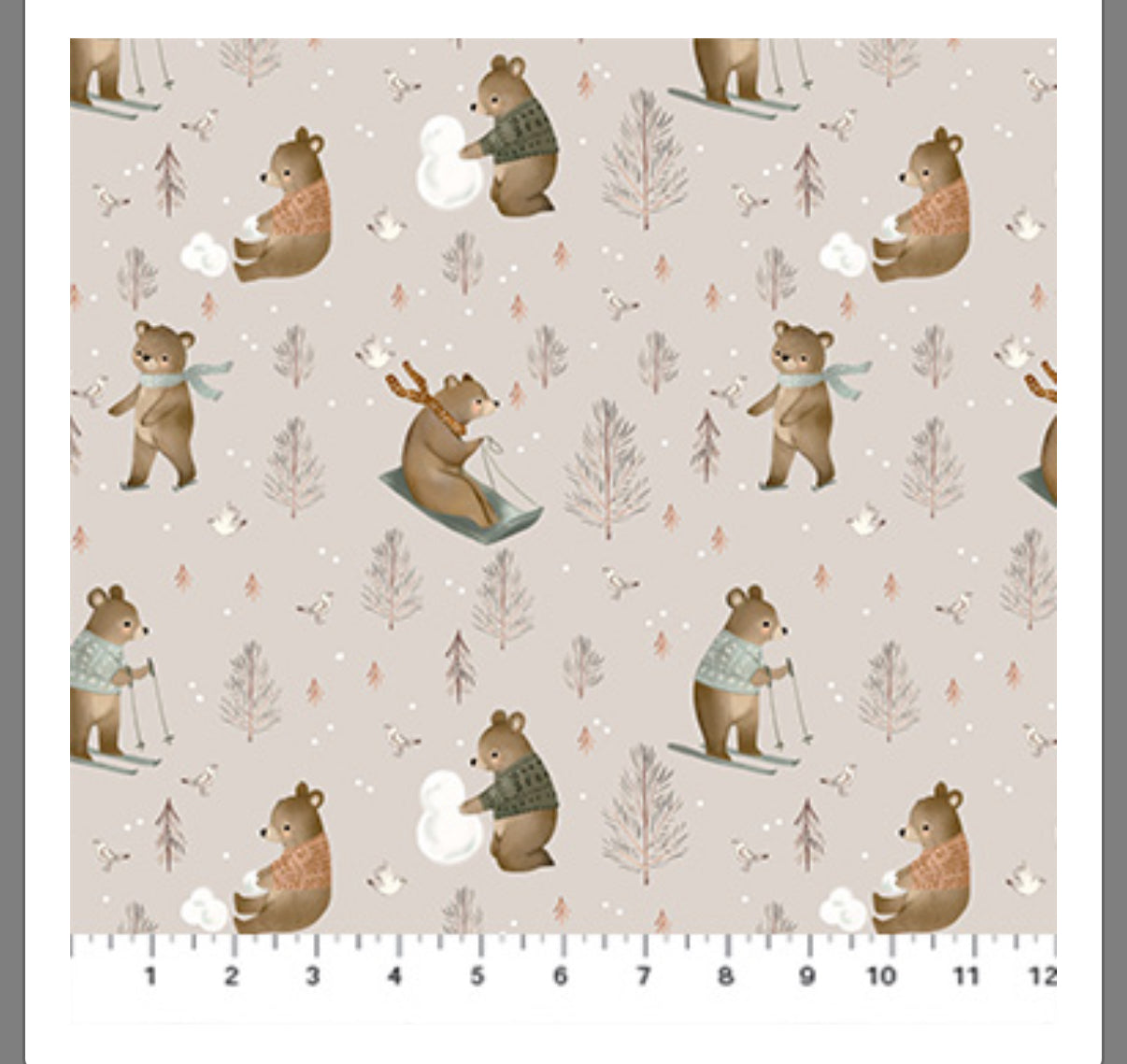 Snow Day Taupe Cozy Cubs Collection Figo Fabrics