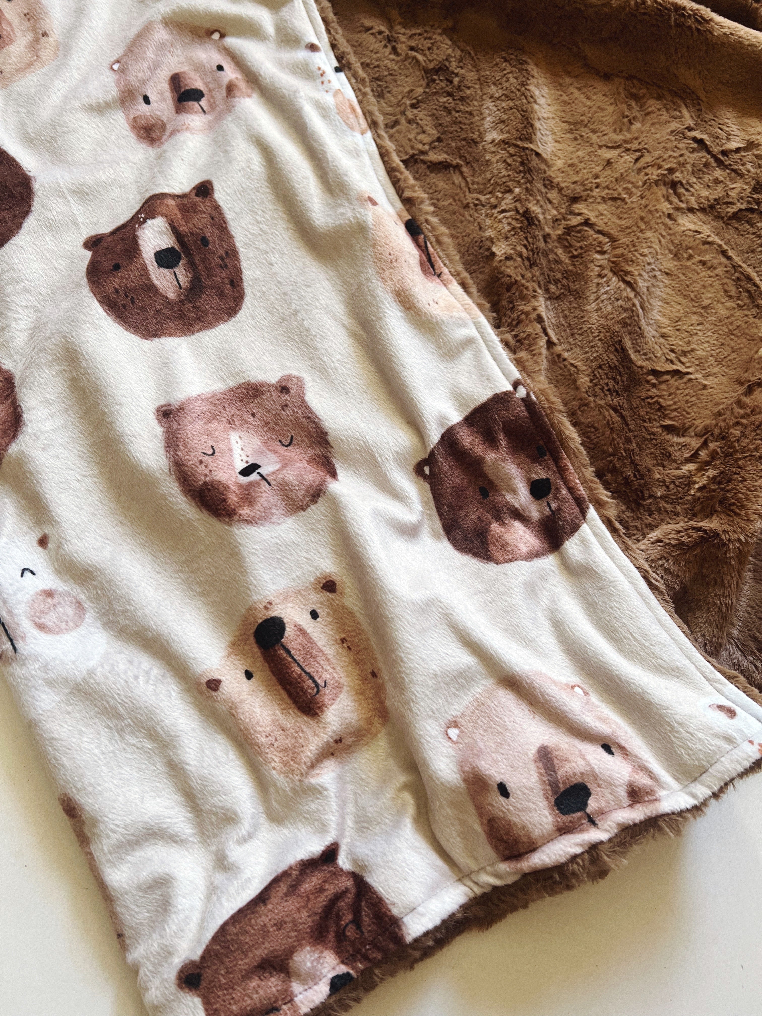 the cutest bears ever minky cuddle blanket - ready to ship