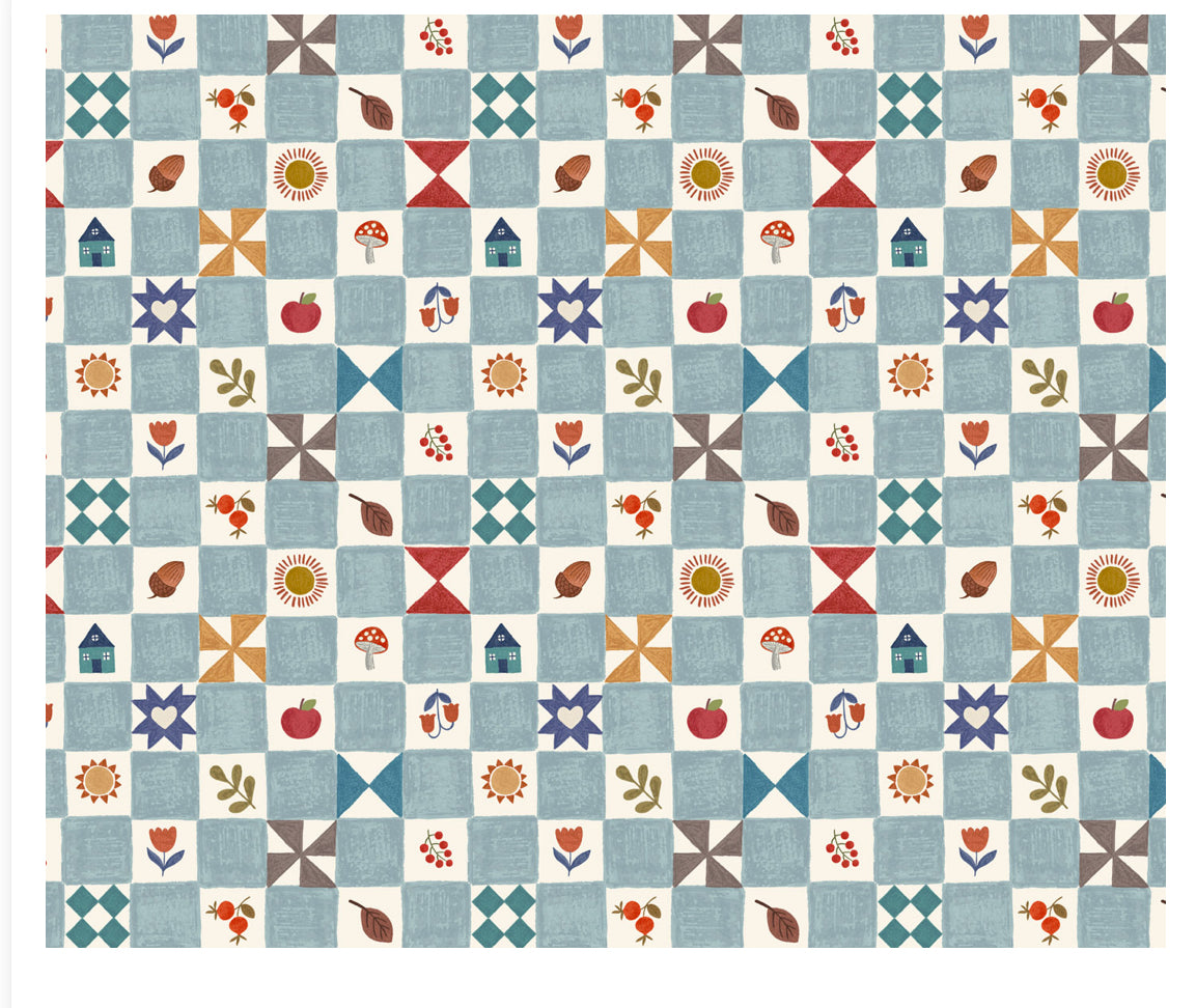 Little Chequered Cosy Home - Light Blue Lewis & Irene