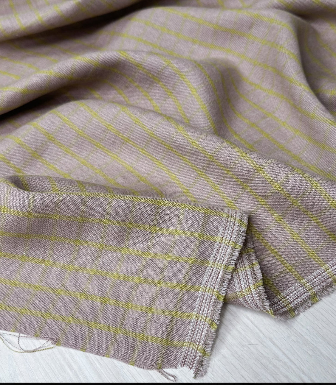 Checkered Yarn Dyed Linen Cotton - Pistachio G13