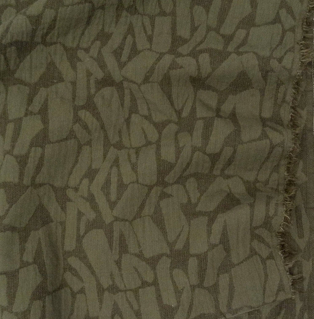 Linen Blend Jacquard Olive Green