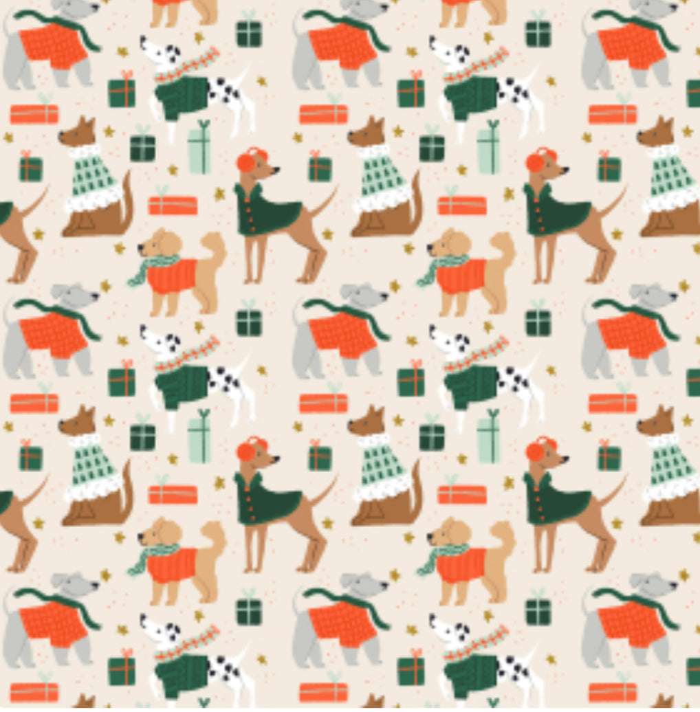 Merry Pawmas - Dapper Dogs - Midnight Metallic Fabric Cotton + Steel