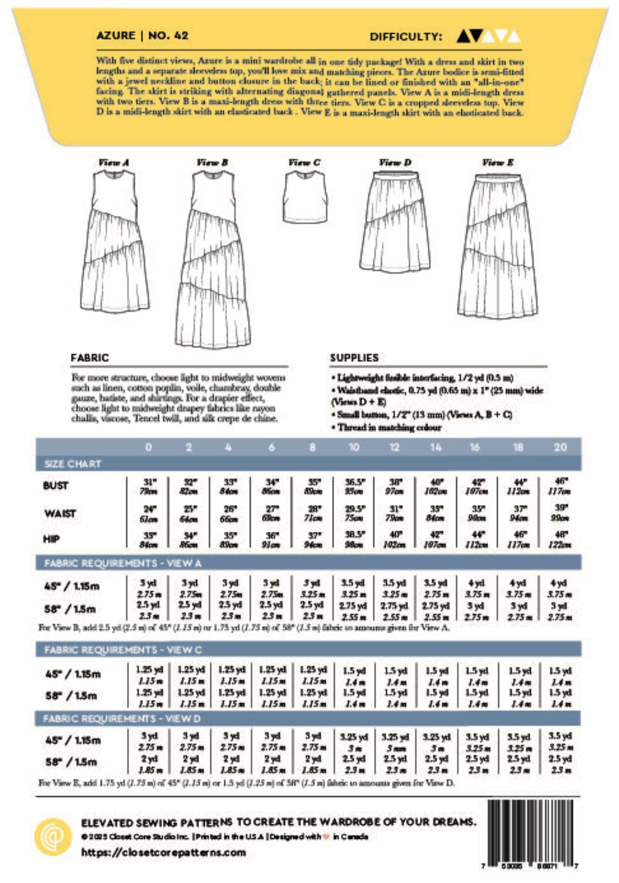 Azure Dress Top Skirt Pattern by Closet Core