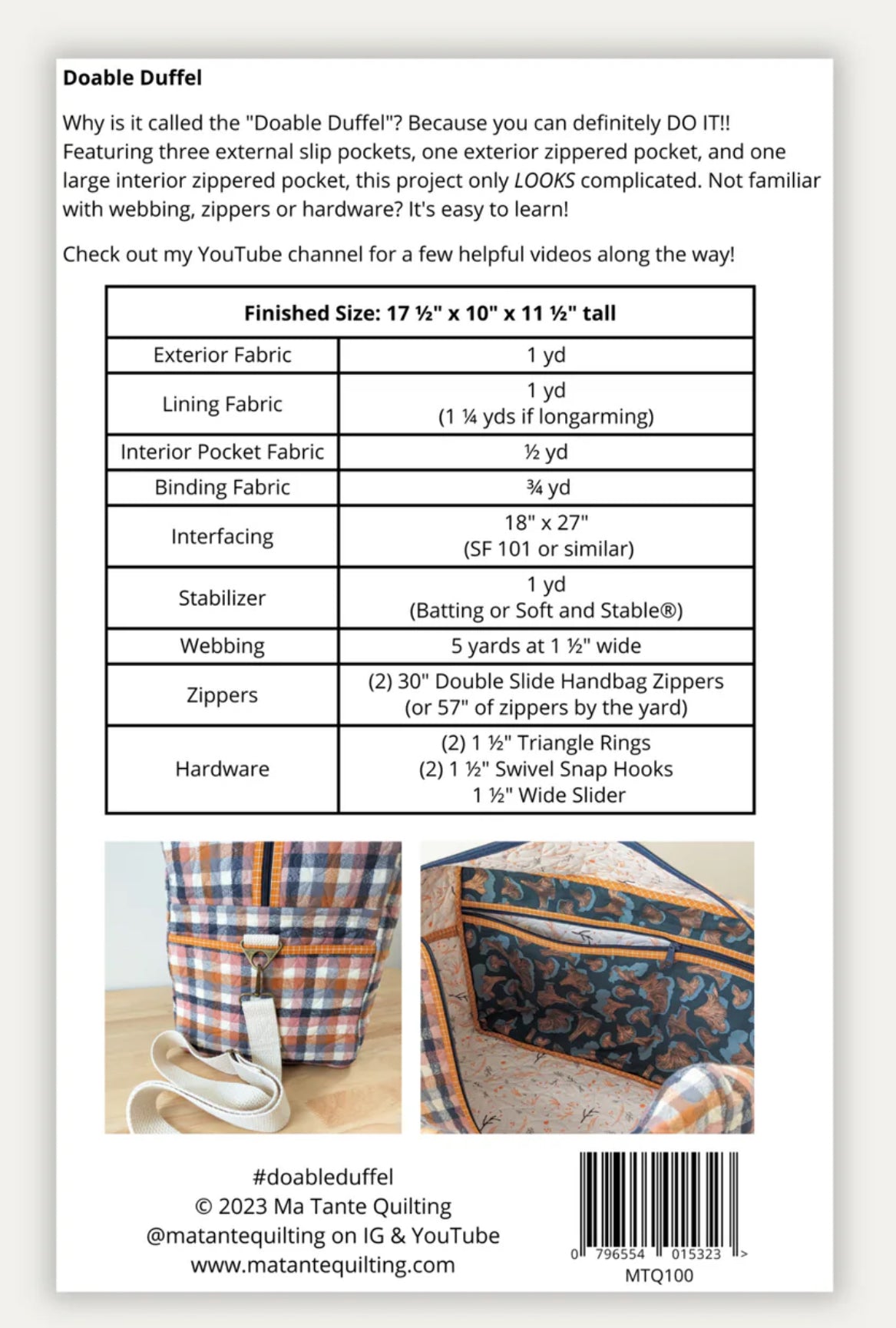 Doable Duffle Pattern
