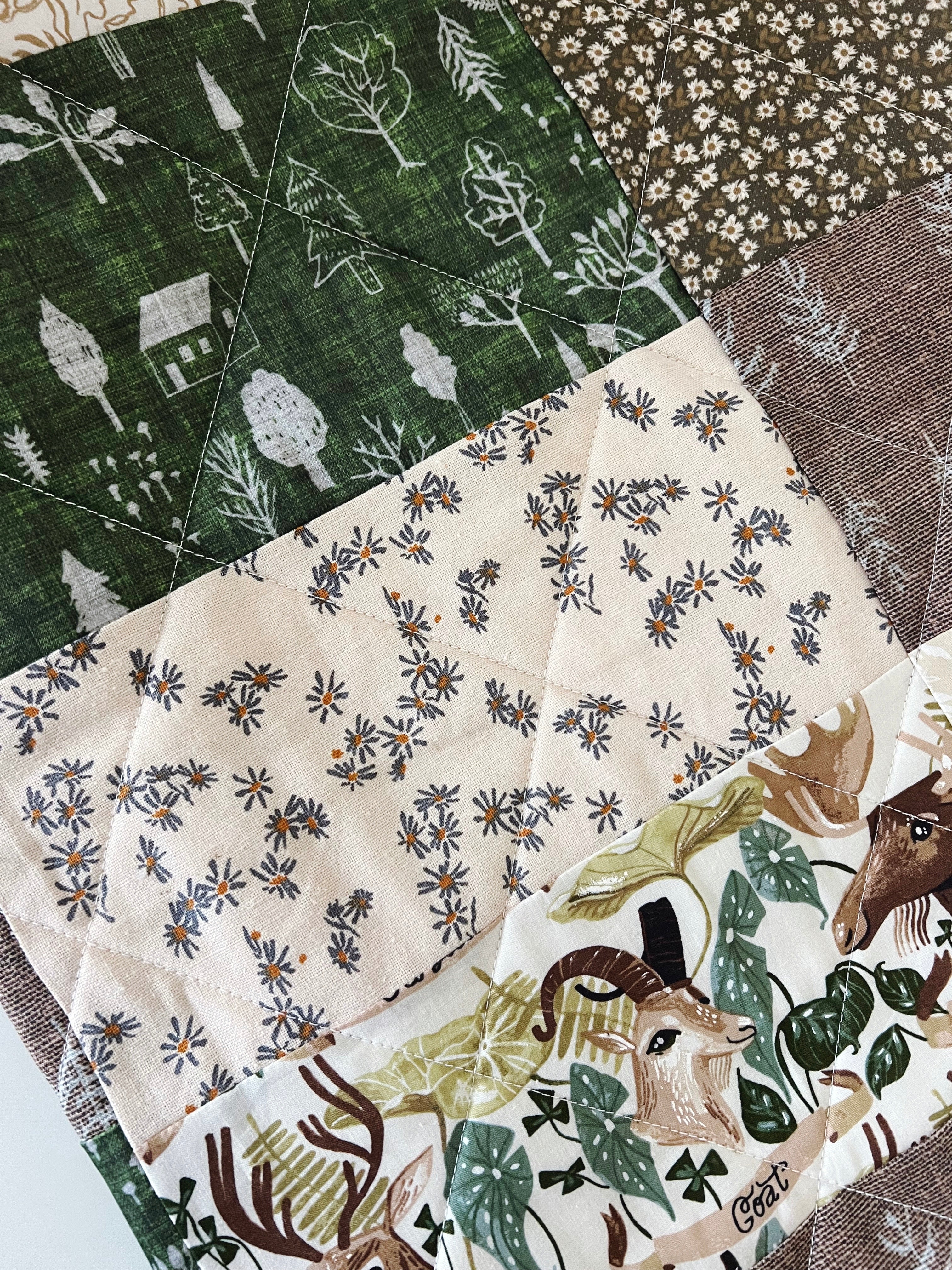 deer friends patchwork baby patchwork quilt- ready to ship