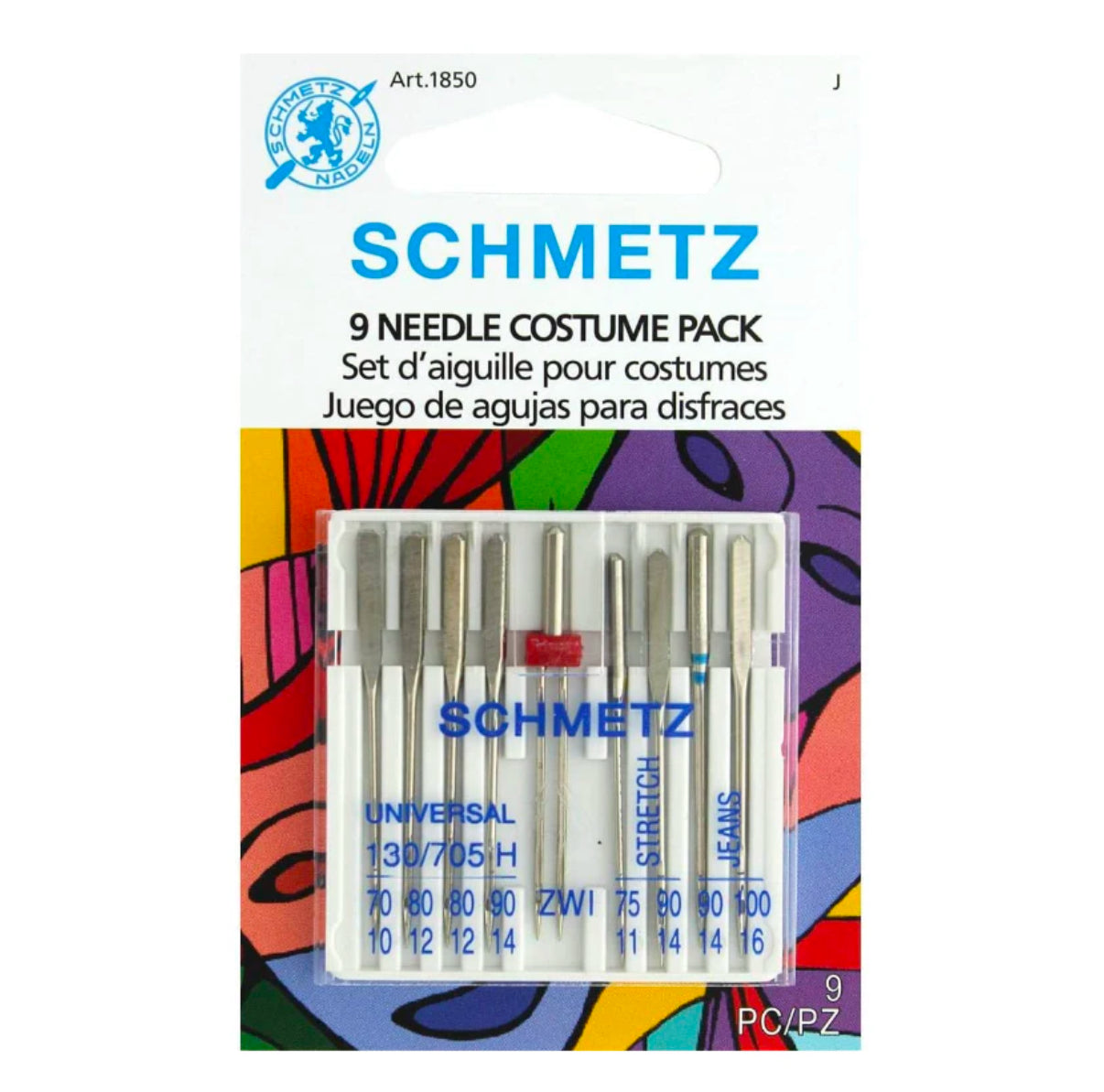 Schmetz Assorted Costume / Cosplay Combo Pack, 9pc. (Universal 70, 80, 90 / Stretch 75, 90 / Jeans/Denim 90, 100 / Twin 2.0)