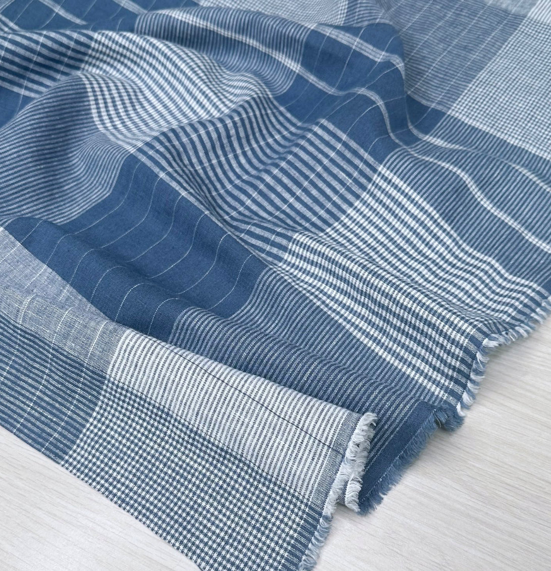 Blue White Picnic Linen Blend