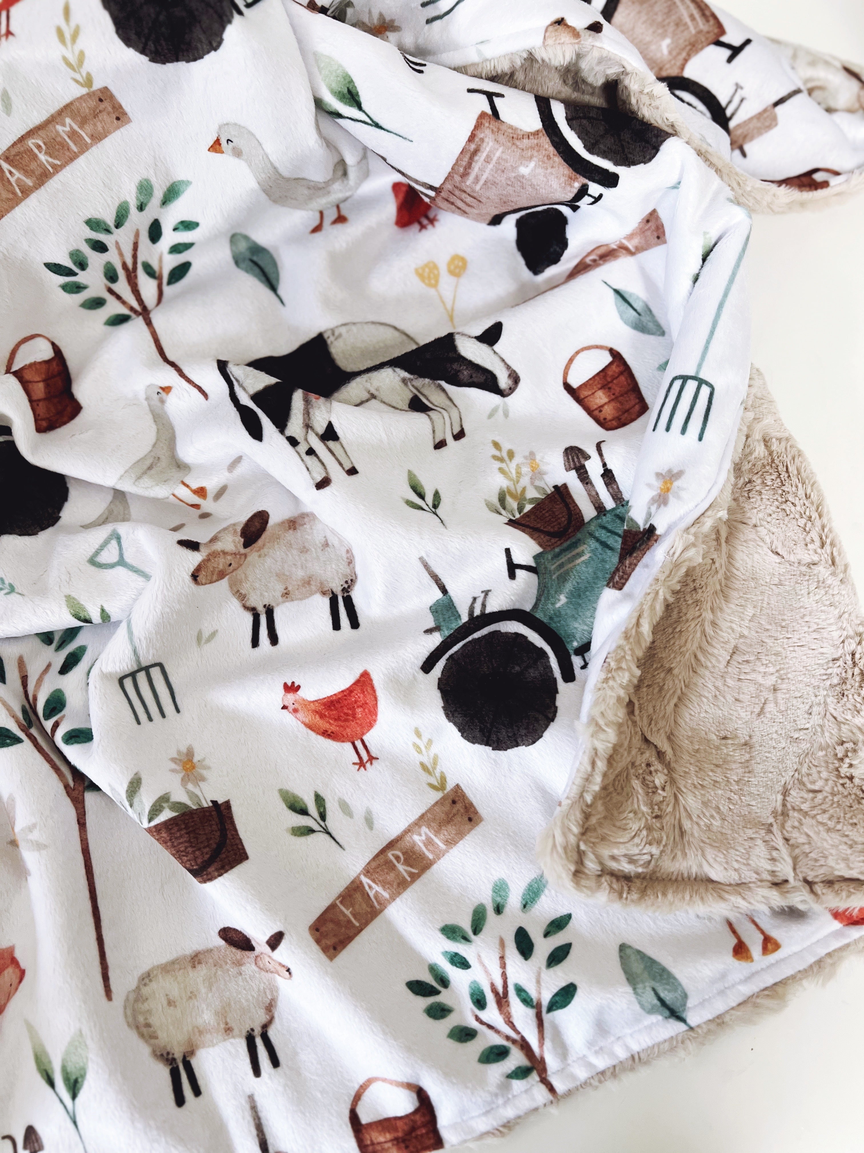 farm life minky cuddle blanket - ready to ship