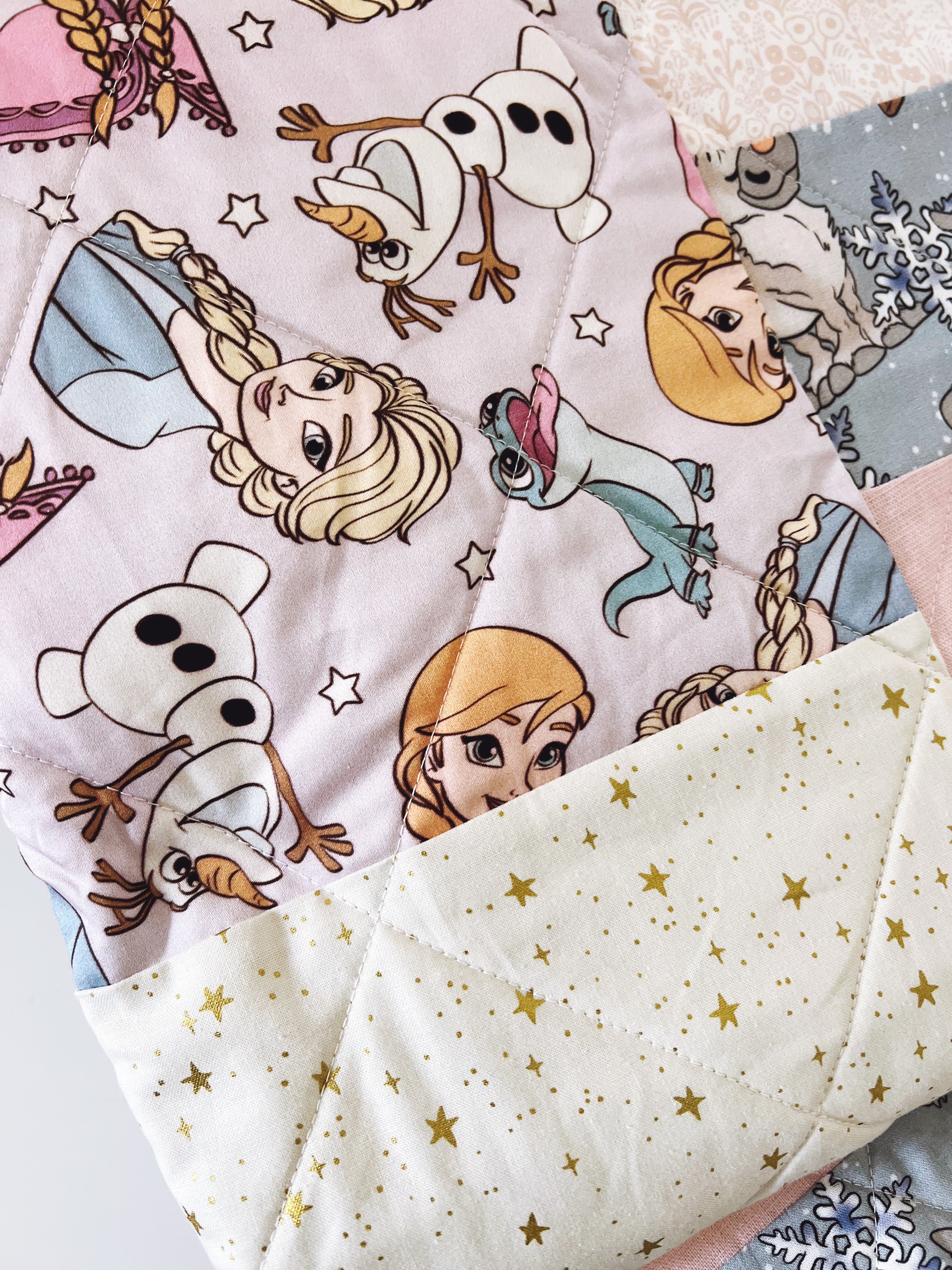 LARGE all frozen ice princesses patchwork baby quilt - Made to Order