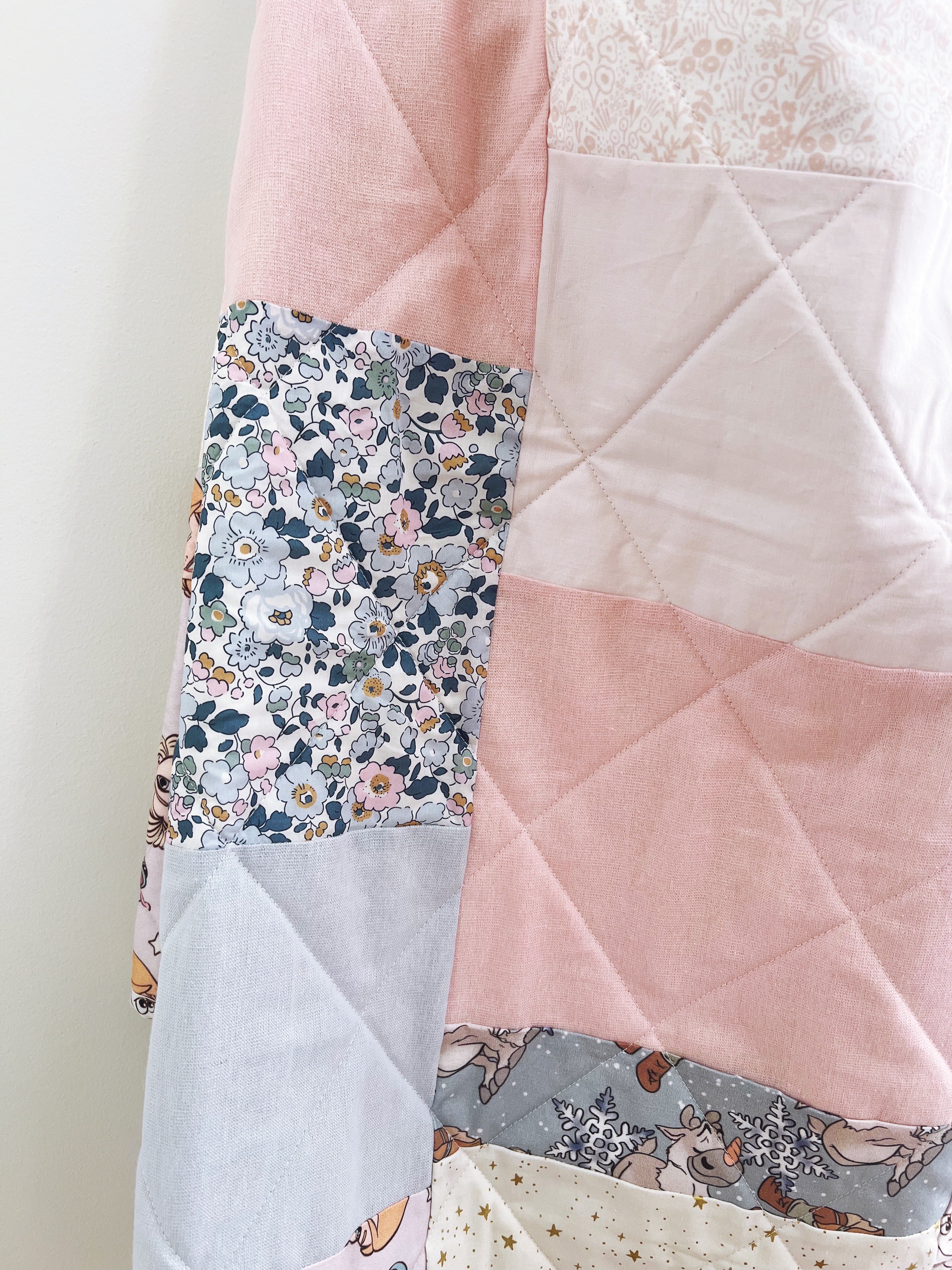 LARGE all frozen ice princesses patchwork baby quilt - Made to Order