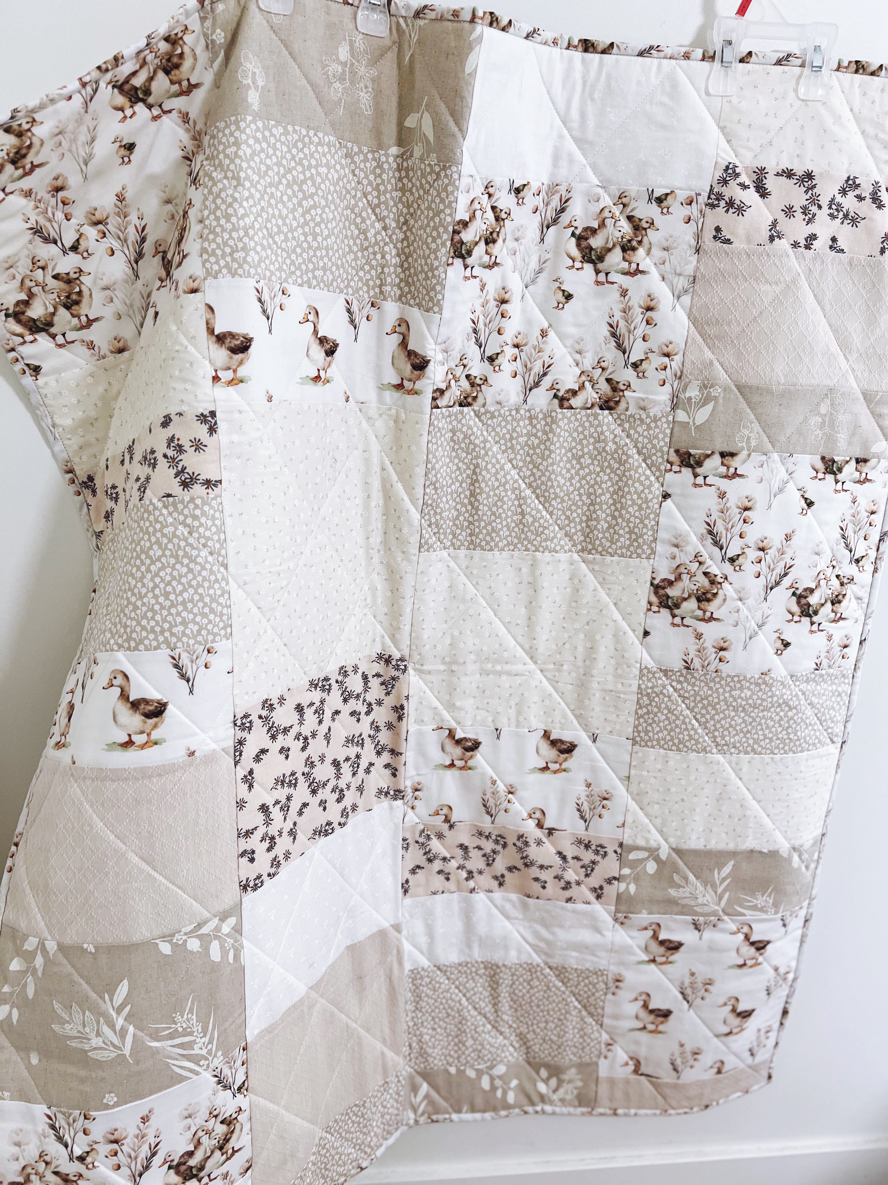 goose friends patchwork baby patchwork quilt- ready to ship