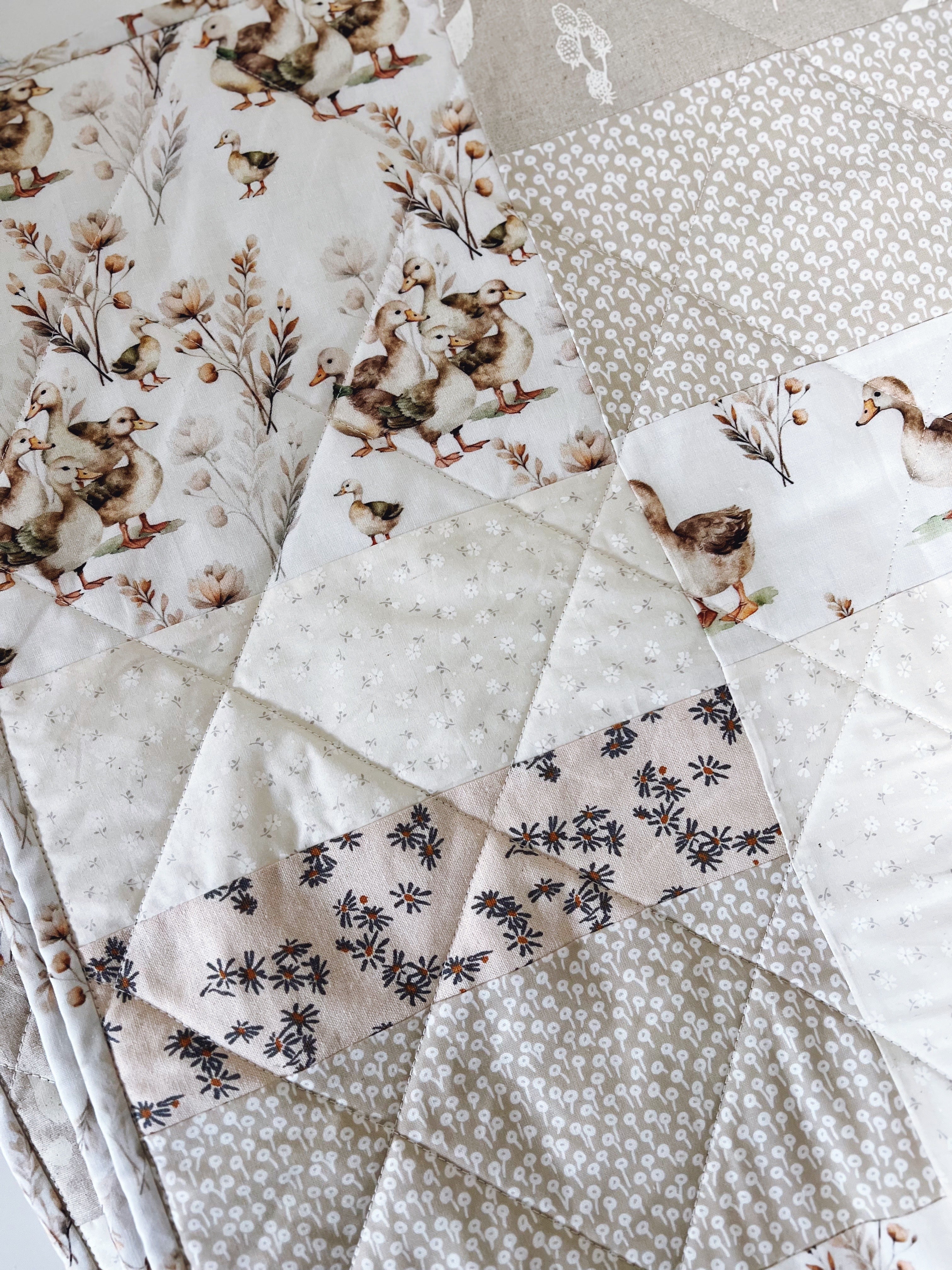 goose friends patchwork baby patchwork quilt- ready to ship