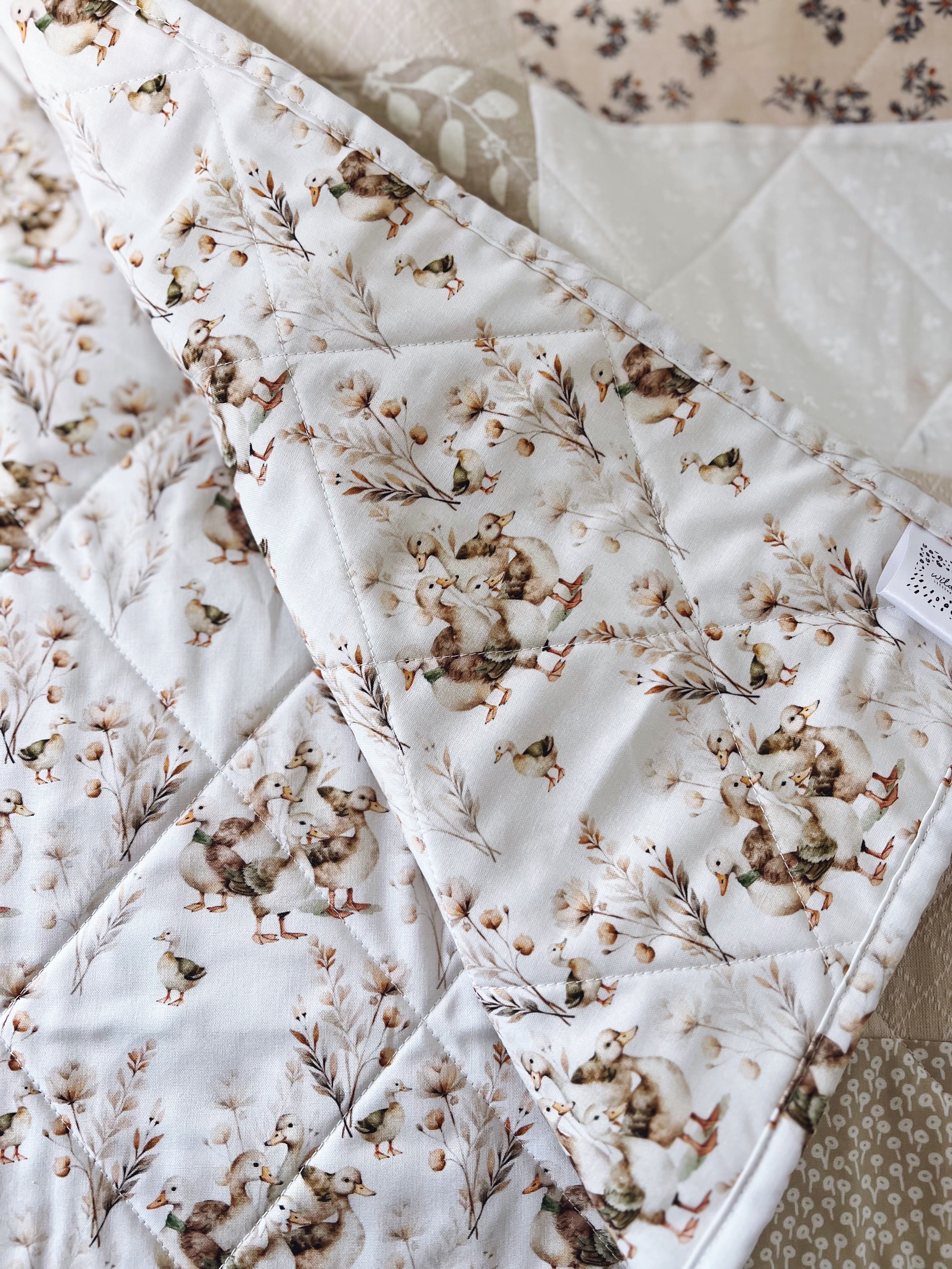 goose friends patchwork baby patchwork quilt- ready to ship