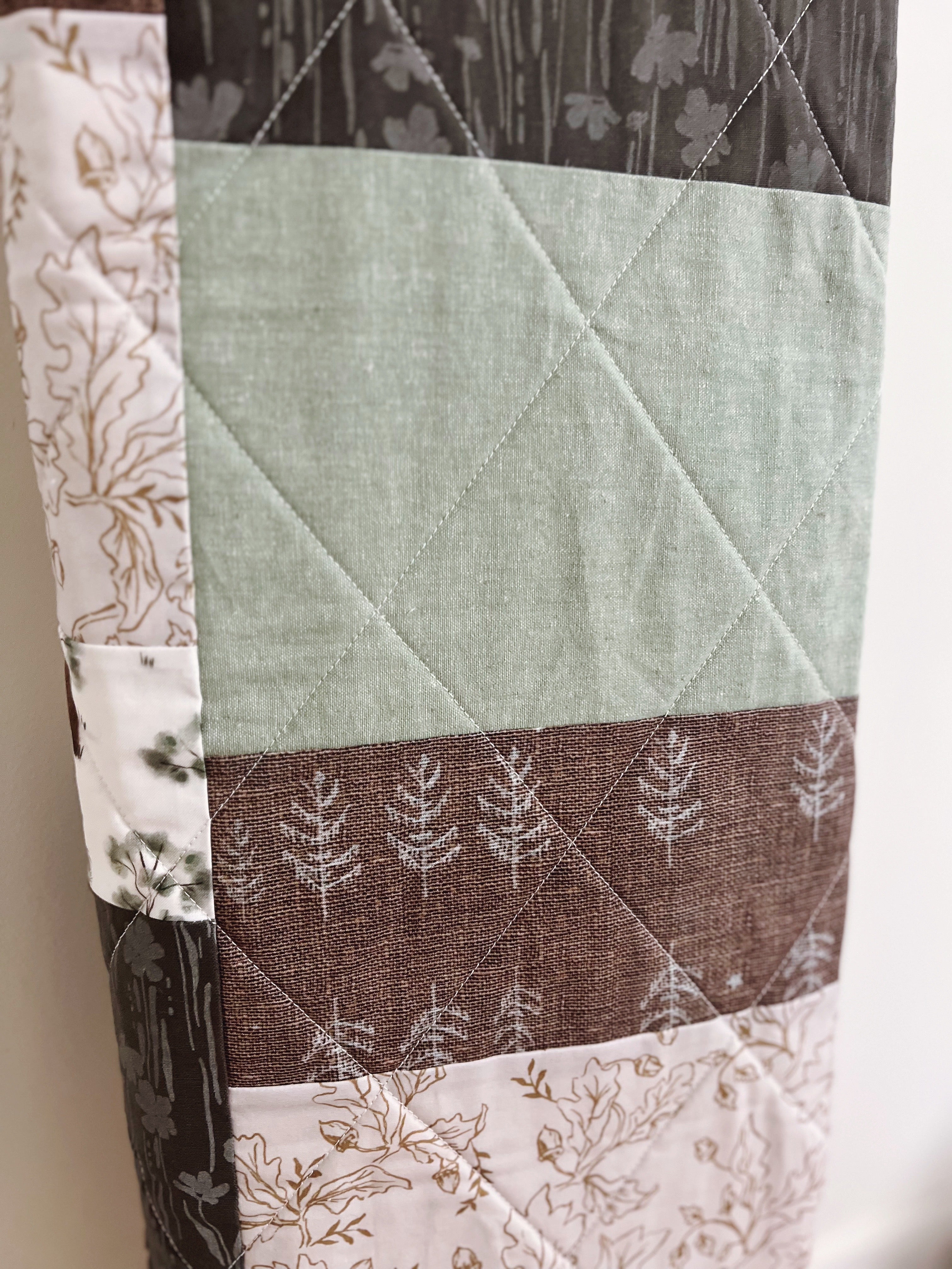 forest bear friends patchwork baby patchwork quilt- ready to ship