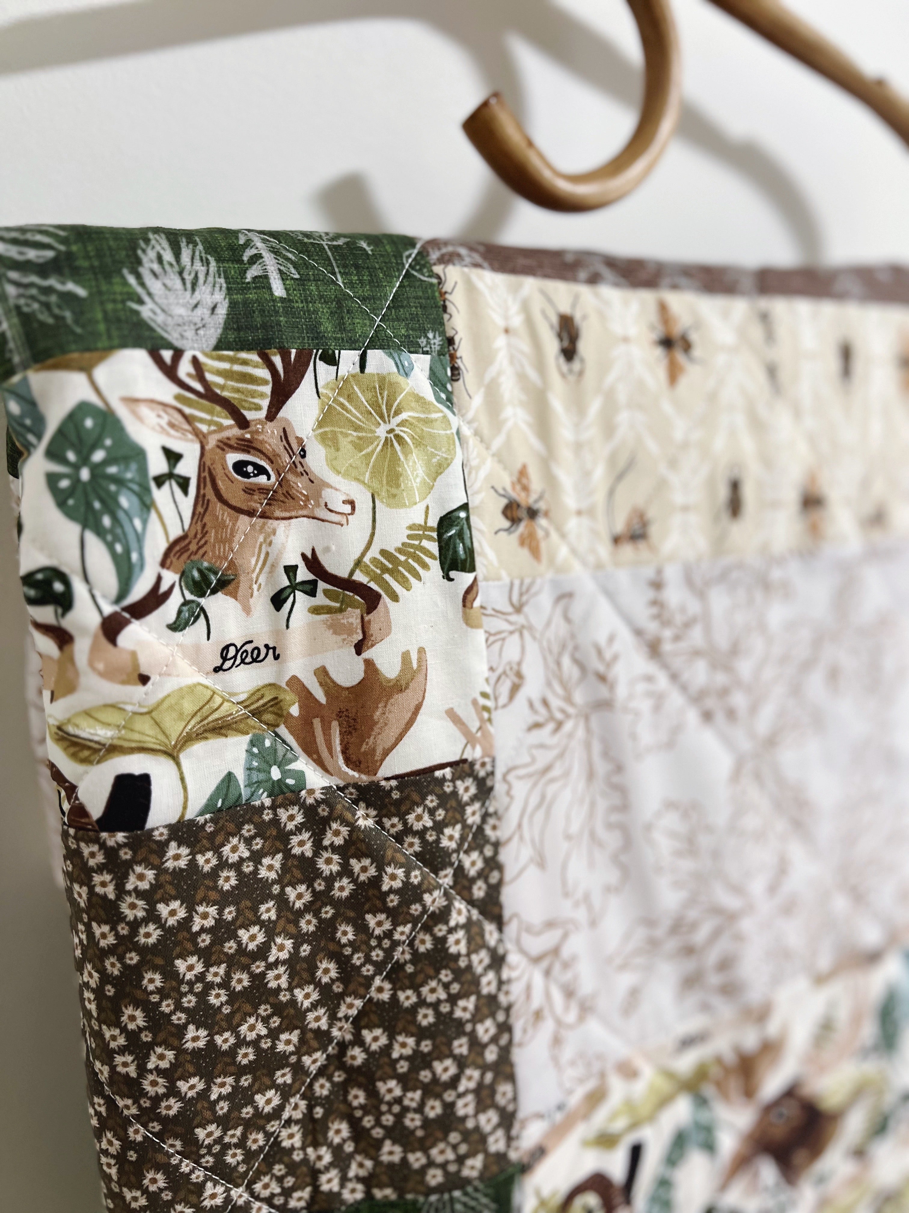 deer friends patchwork baby patchwork quilt- ready to ship