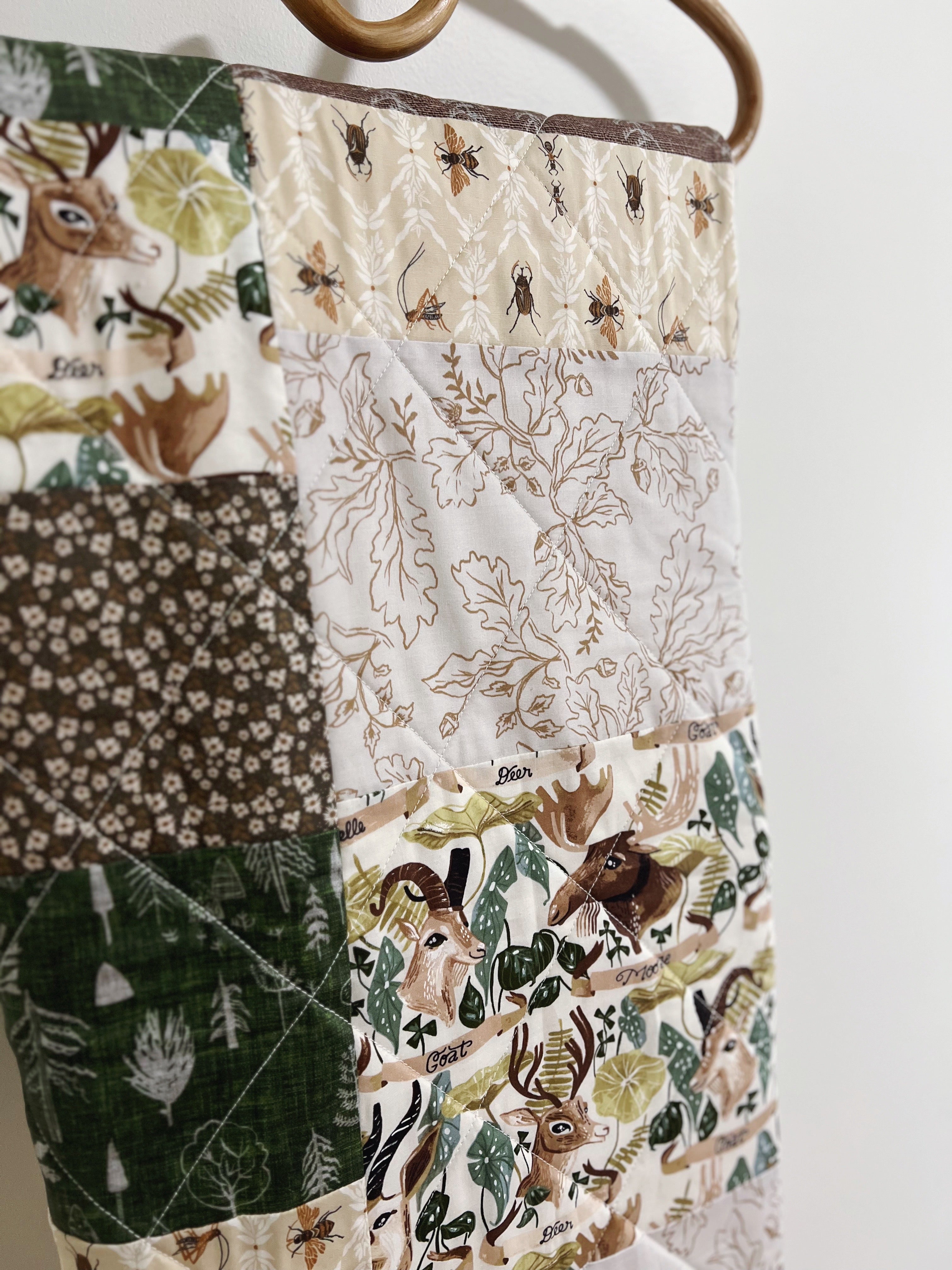 deer friends patchwork baby patchwork quilt- ready to ship