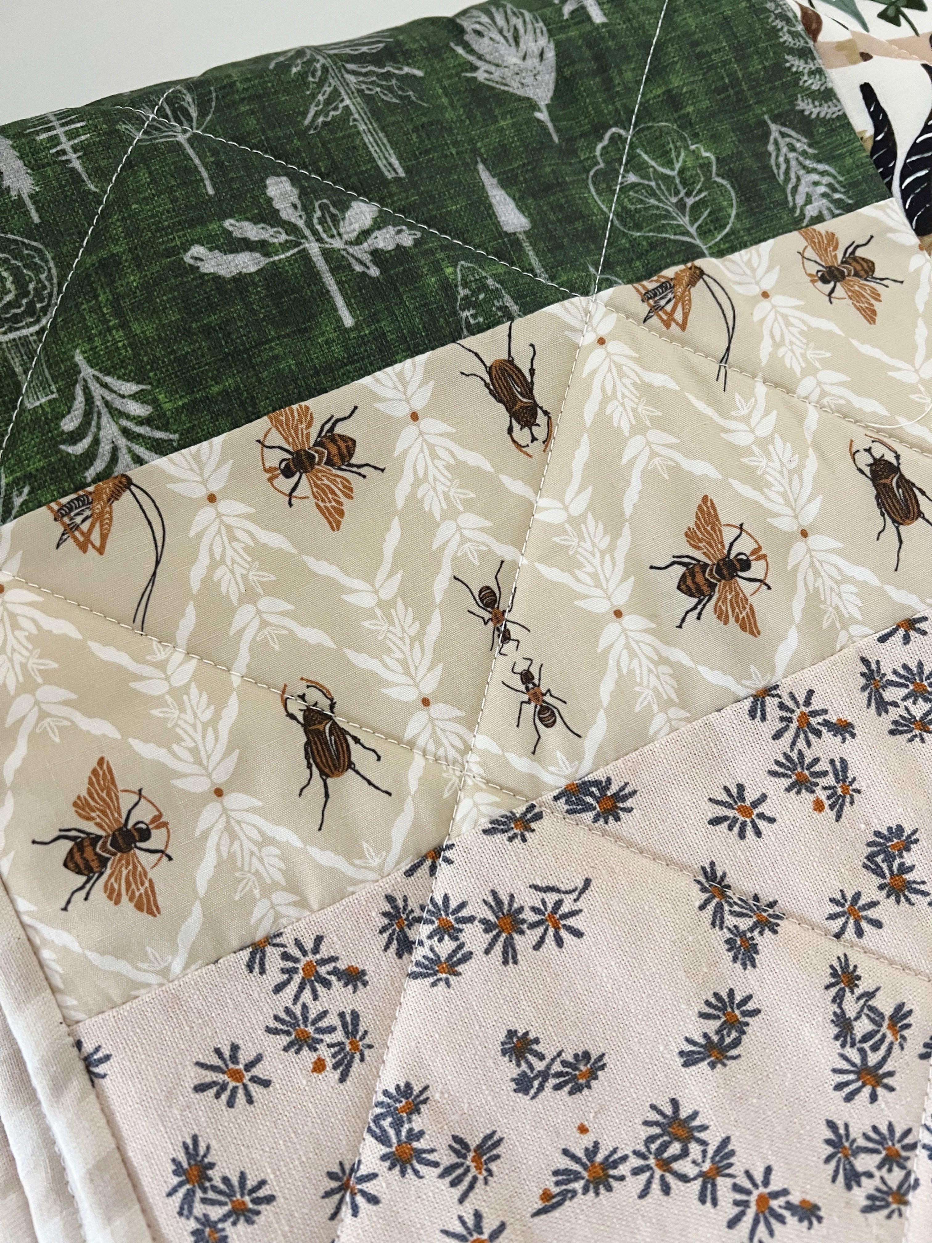 deer friends patchwork baby patchwork quilt- ready to ship