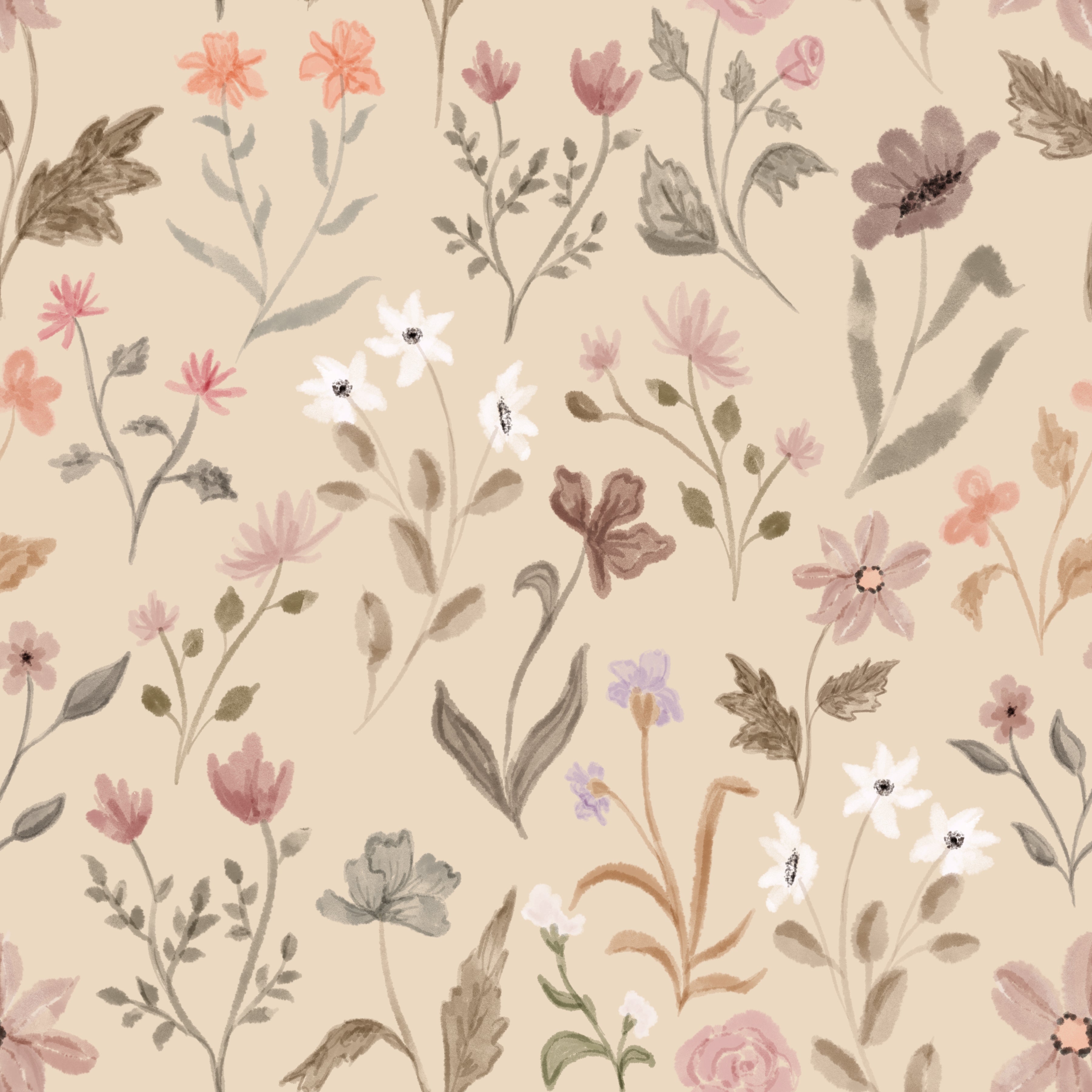 Vintage Flowers Creme