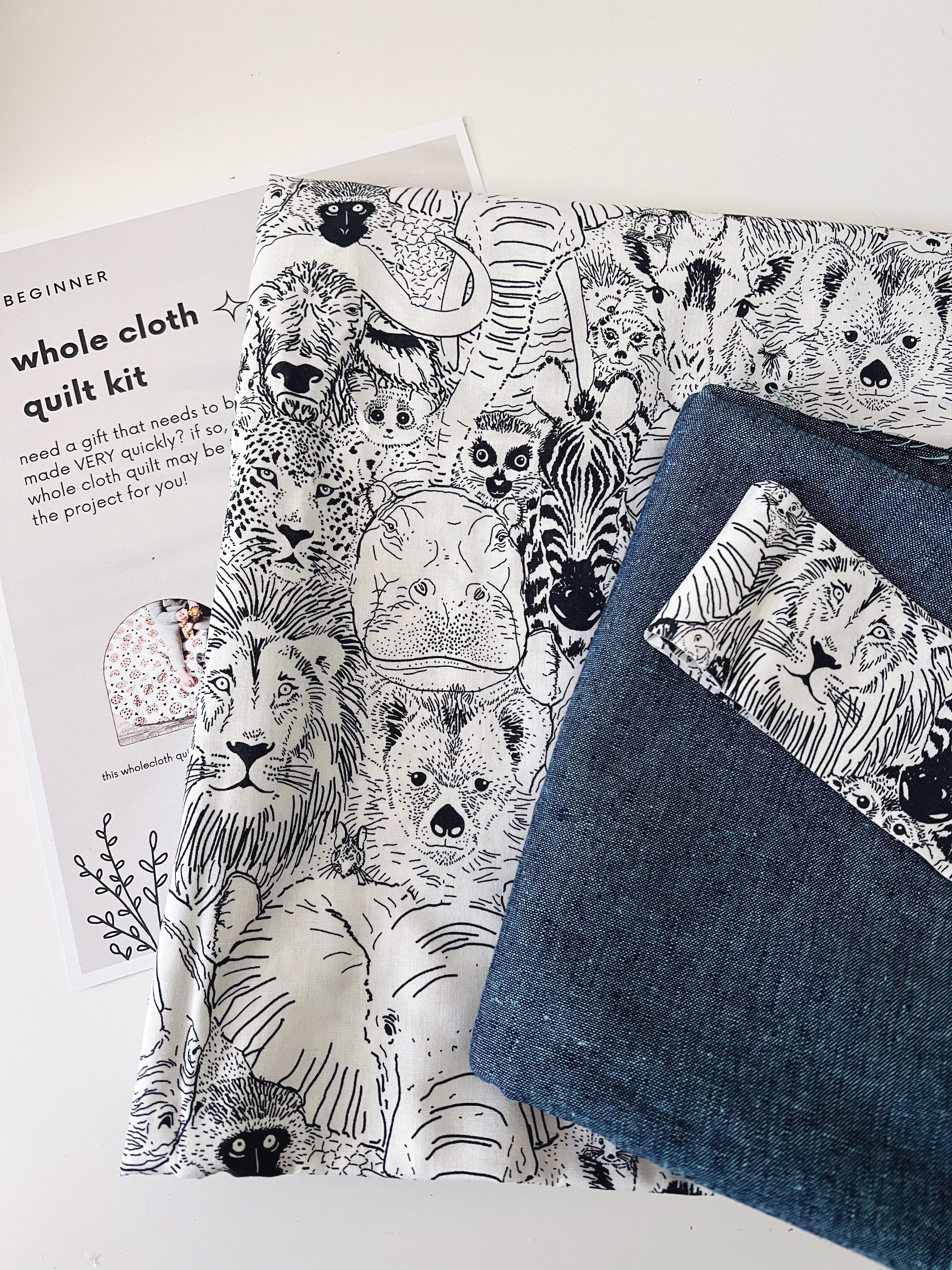 Whole Cloth Quilt Kit - jungle fun (organic cotton)