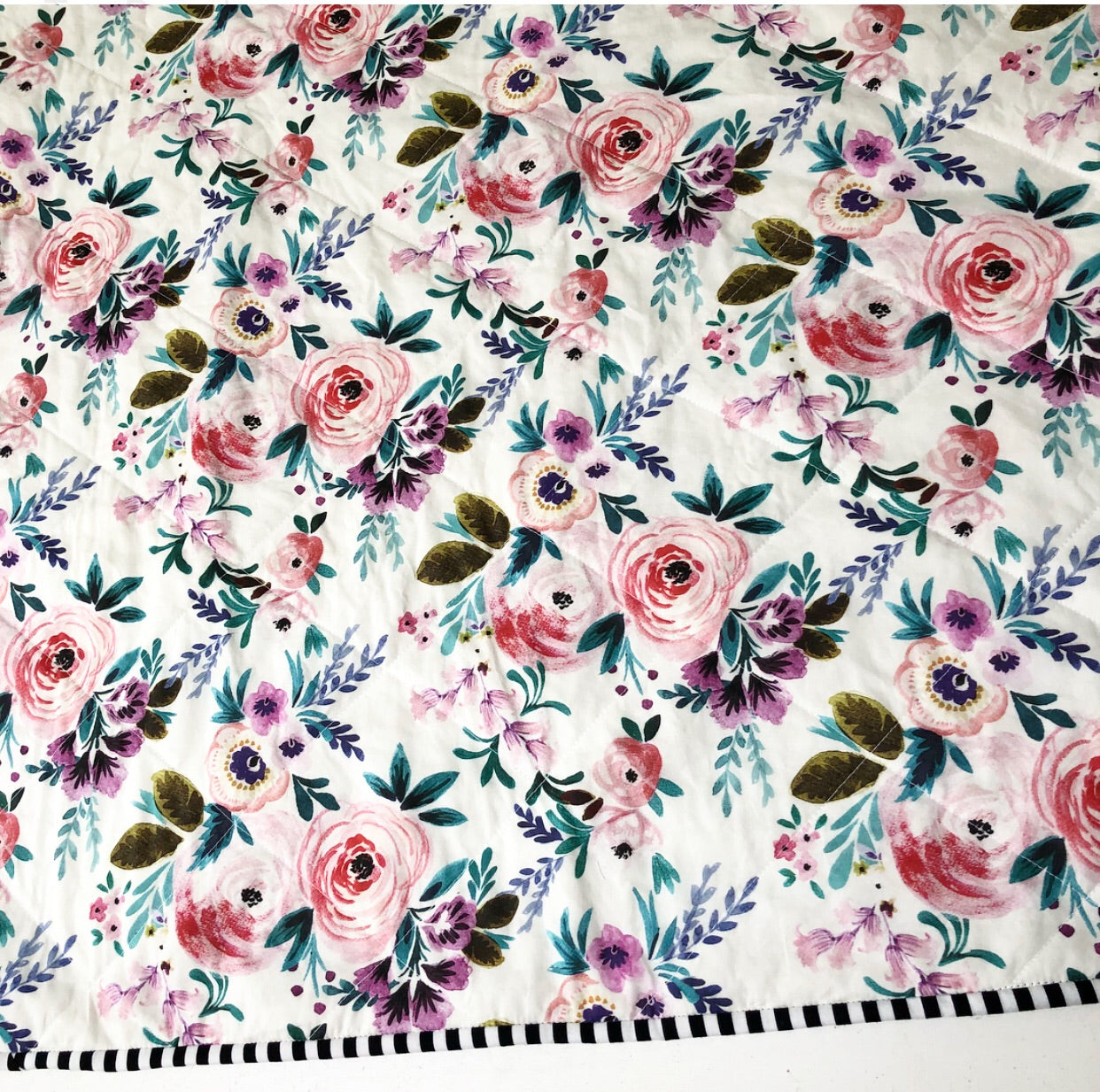 Victoria Watercolour Floral Wholecloth Quilt - Made to Order | Wild Littles