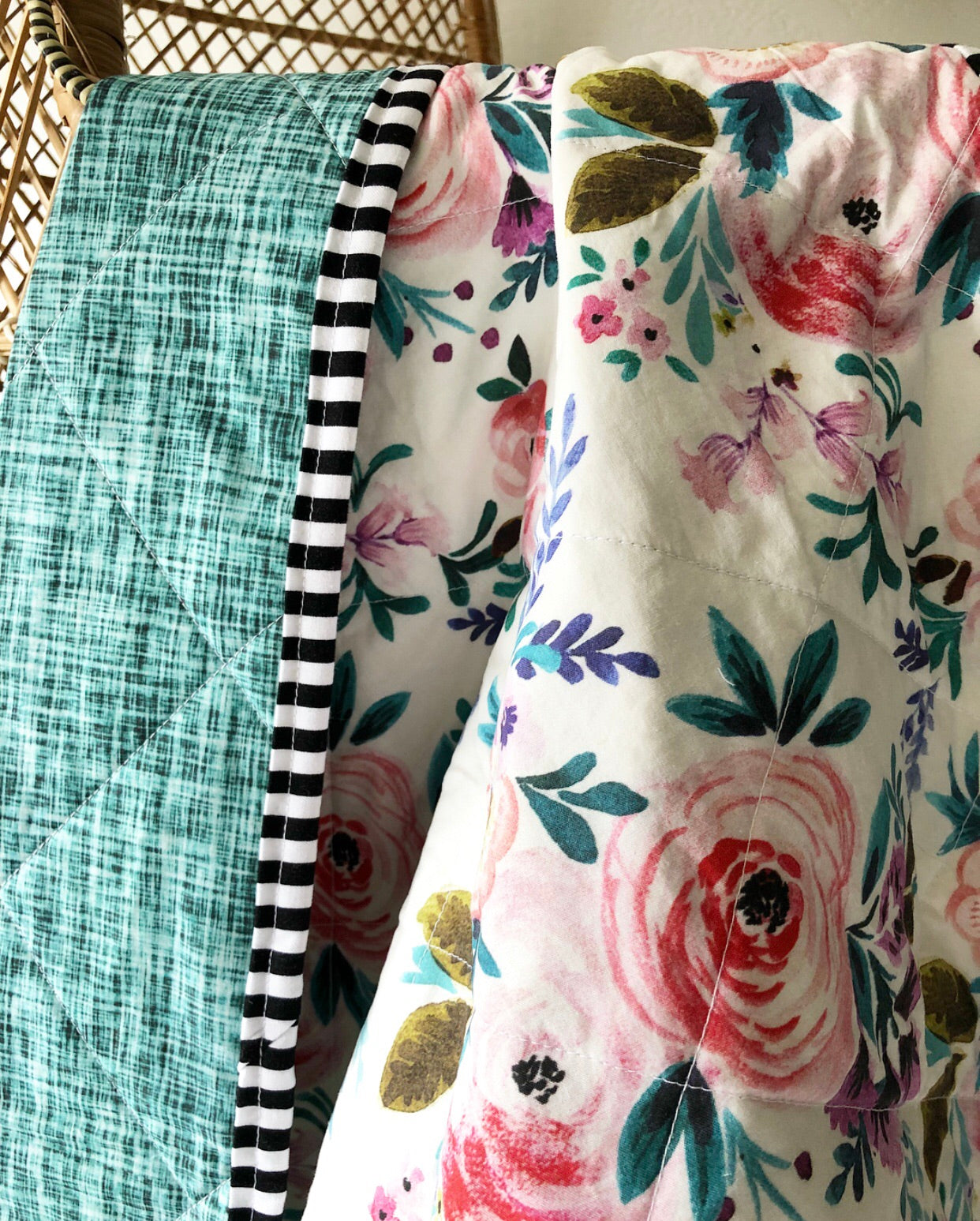 Victoria Watercolour Floral Wholecloth Quilt - Made to Order | Wild Littles