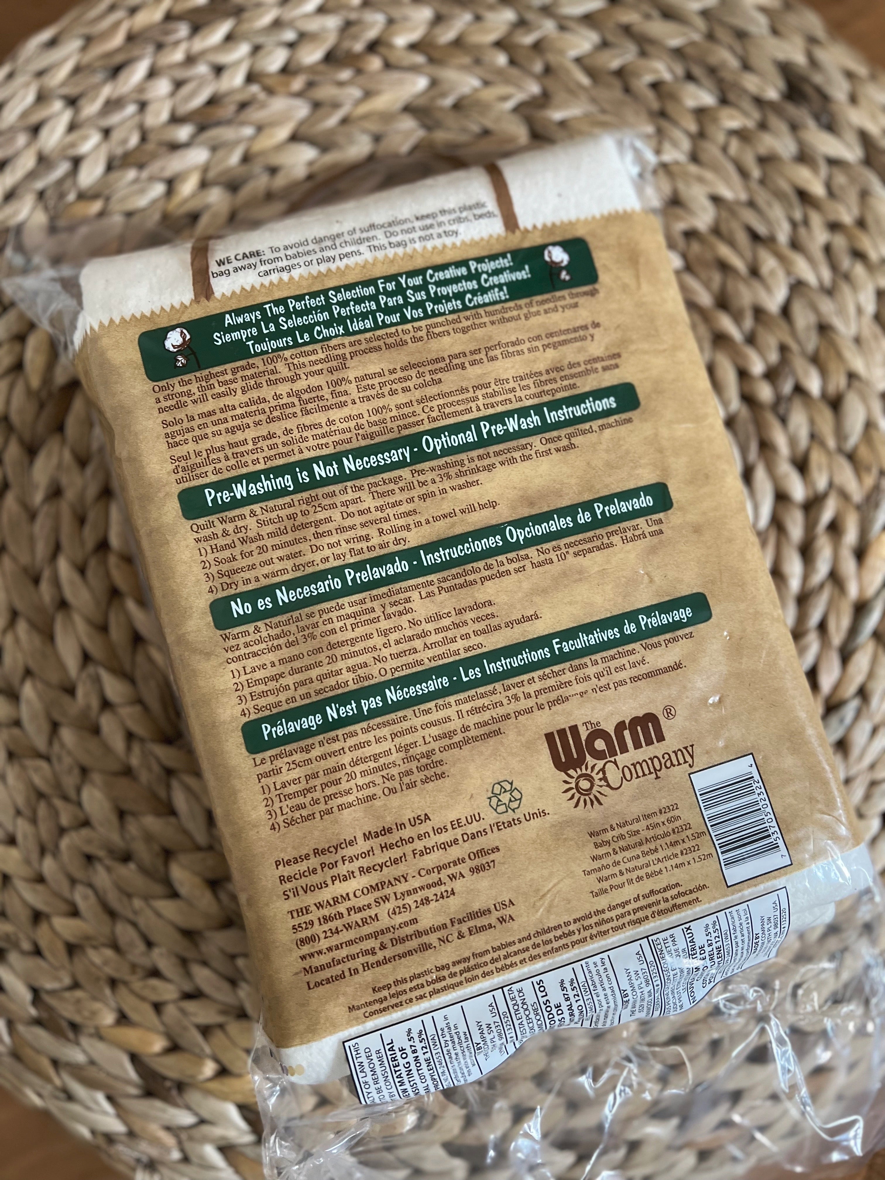 Warm & Natural Cotton Batting - Notation Supplies | Wild Littles