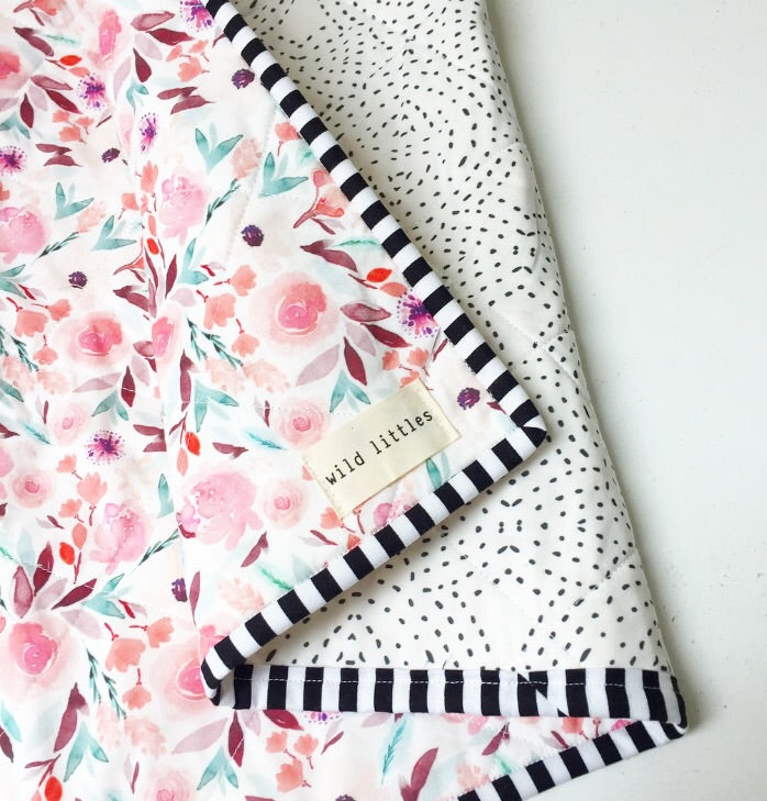 Sage Watercolour Floral Wholecloth Quilt - Made to Order | Wild Littles