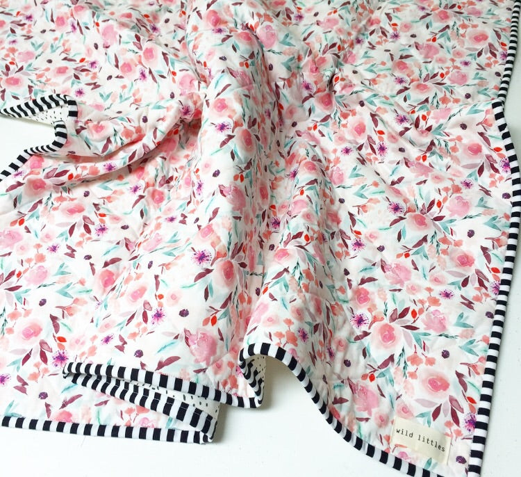 Sage Watercolour Floral Wholecloth Quilt - Made to Order | Wild Littles