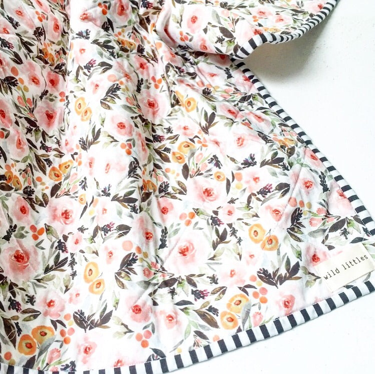 Sweet Pea Watercolour Floral Wholecloth Quilt - Made to Order | Wild Littles