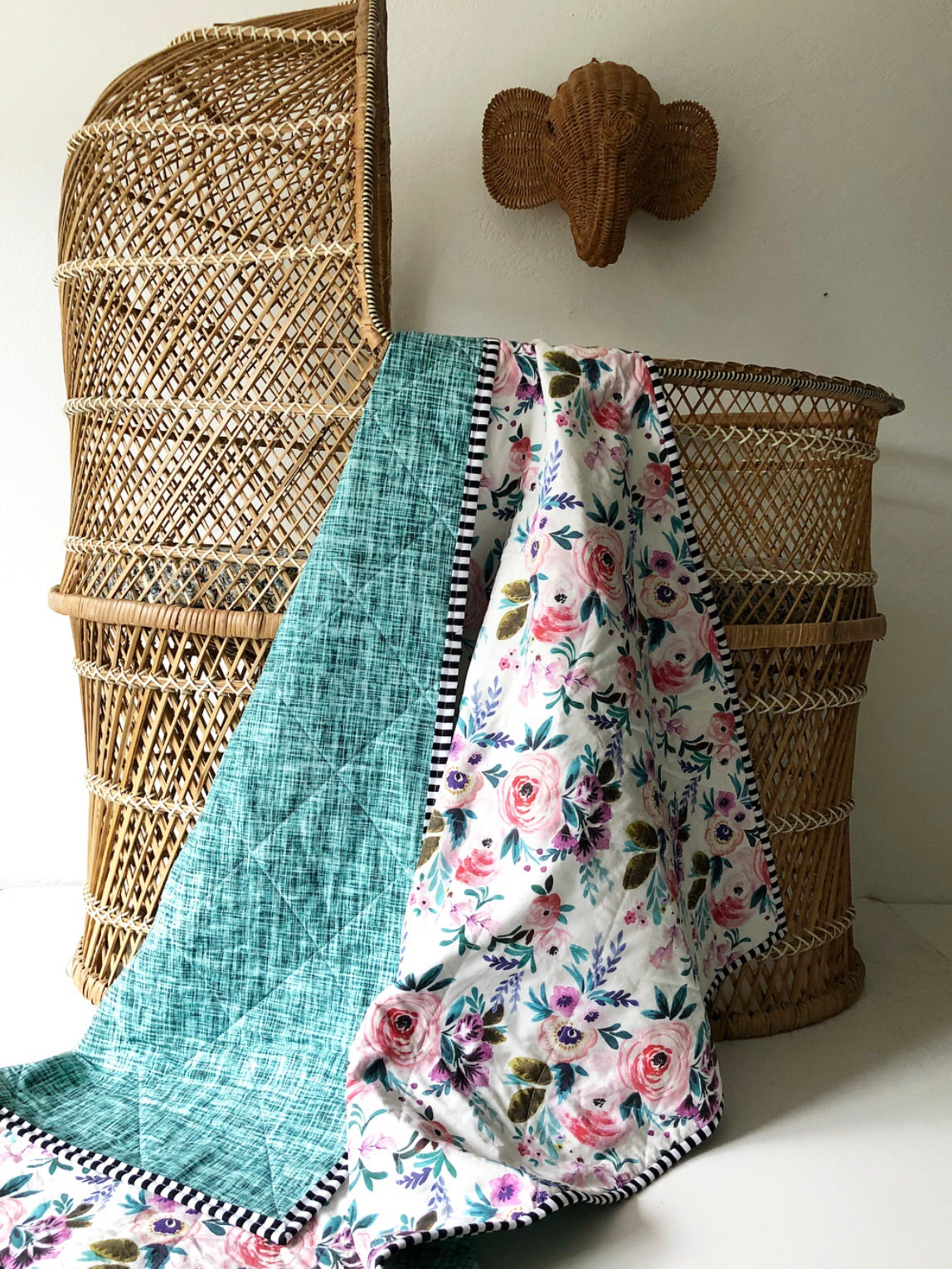 Victoria Watercolour Floral Wholecloth Quilt - Made to Order | Wild Littles