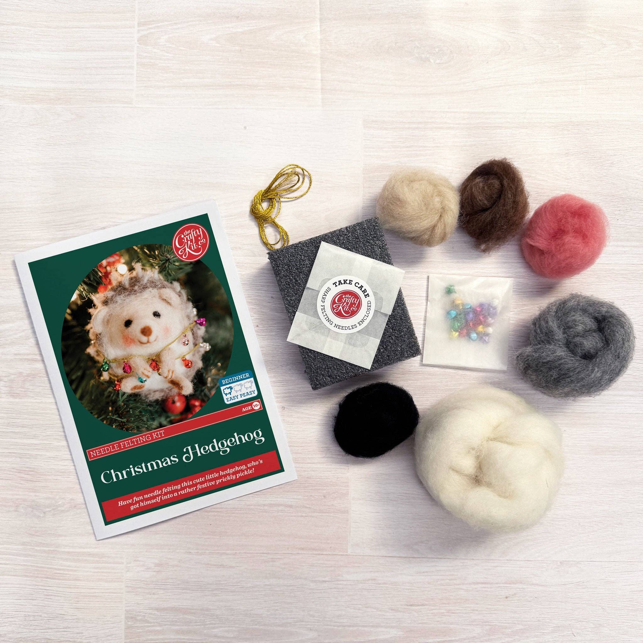 The Crafty Kit Company - Christmas Hedgehog Needle Felting Kit