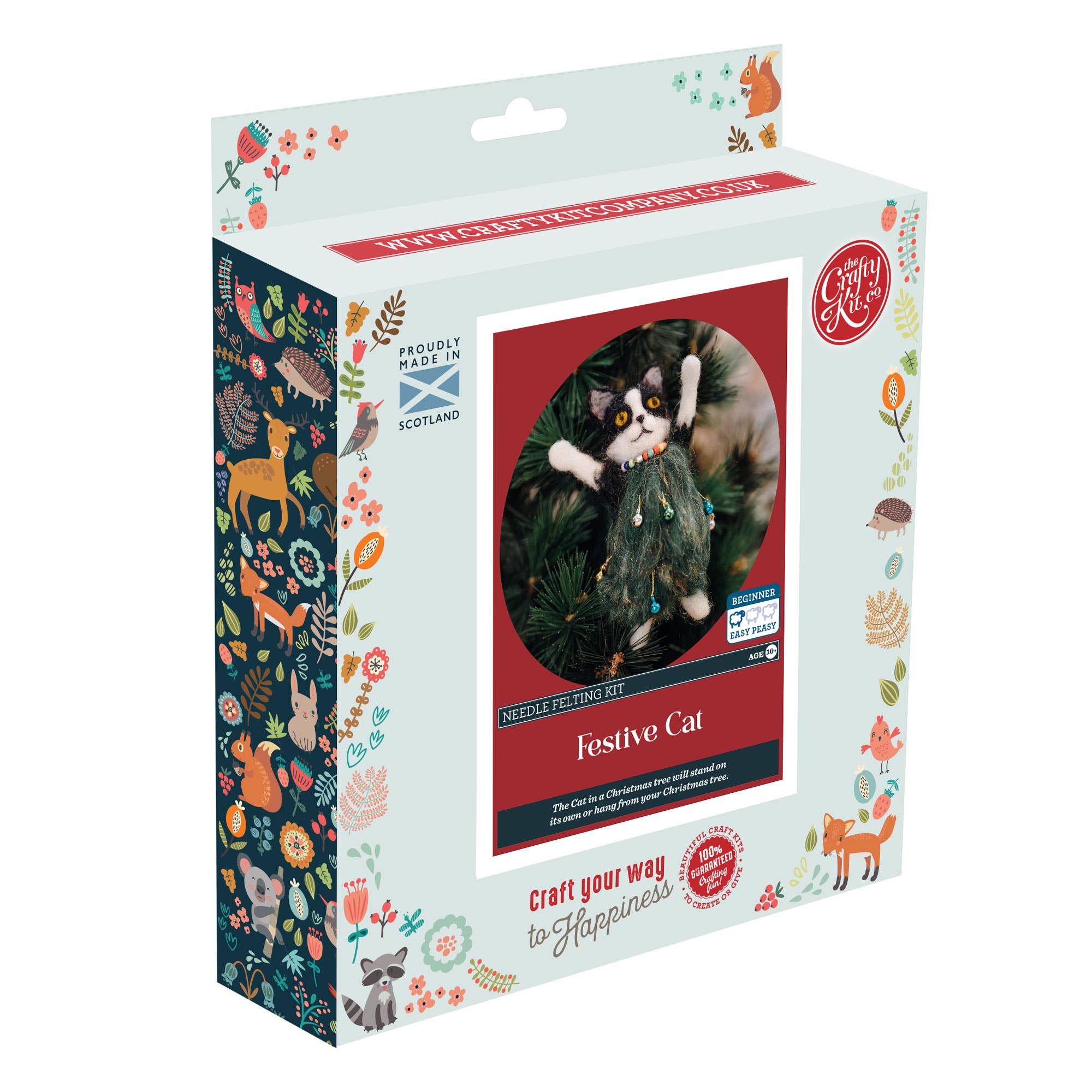The Crafty Kit Company - Festive Cat Needle Felting Kit