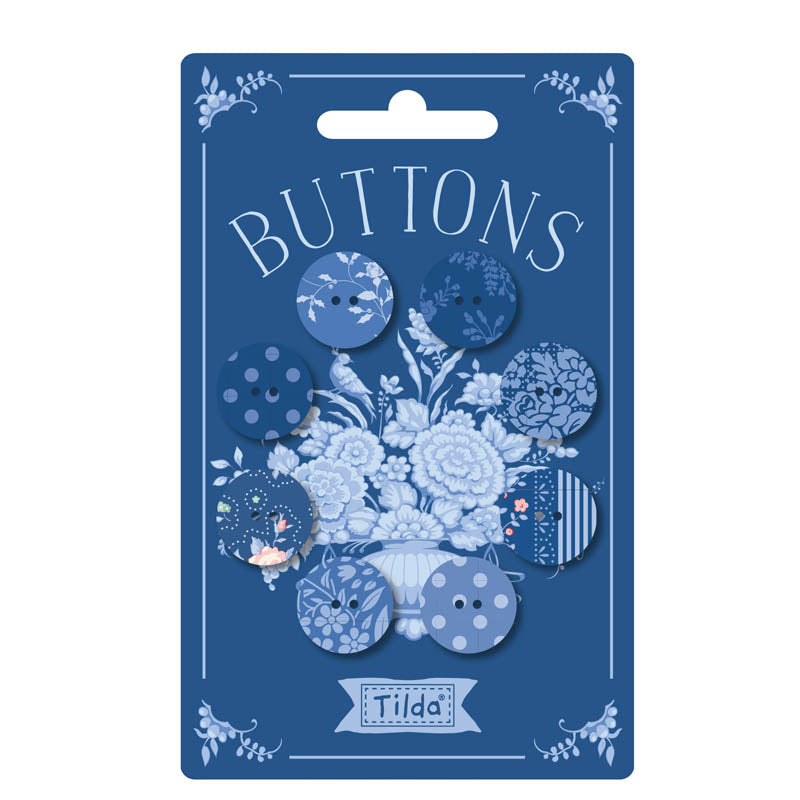Tilda Something Blue Buttons Dark