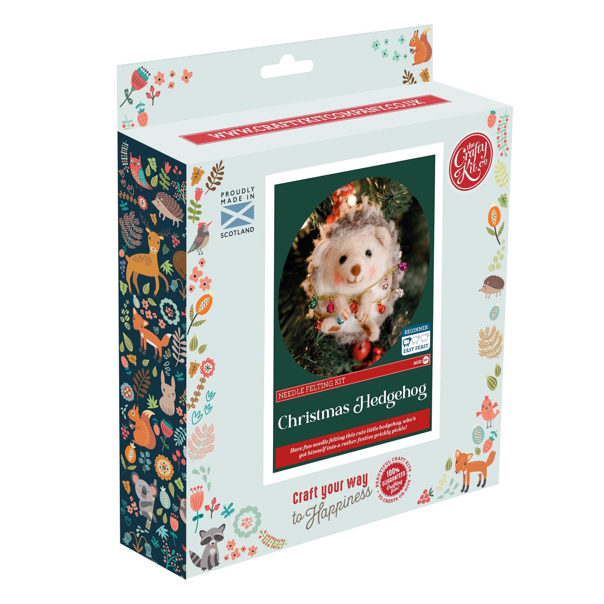 The Crafty Kit Company - Christmas Hedgehog Needle Felting Kit