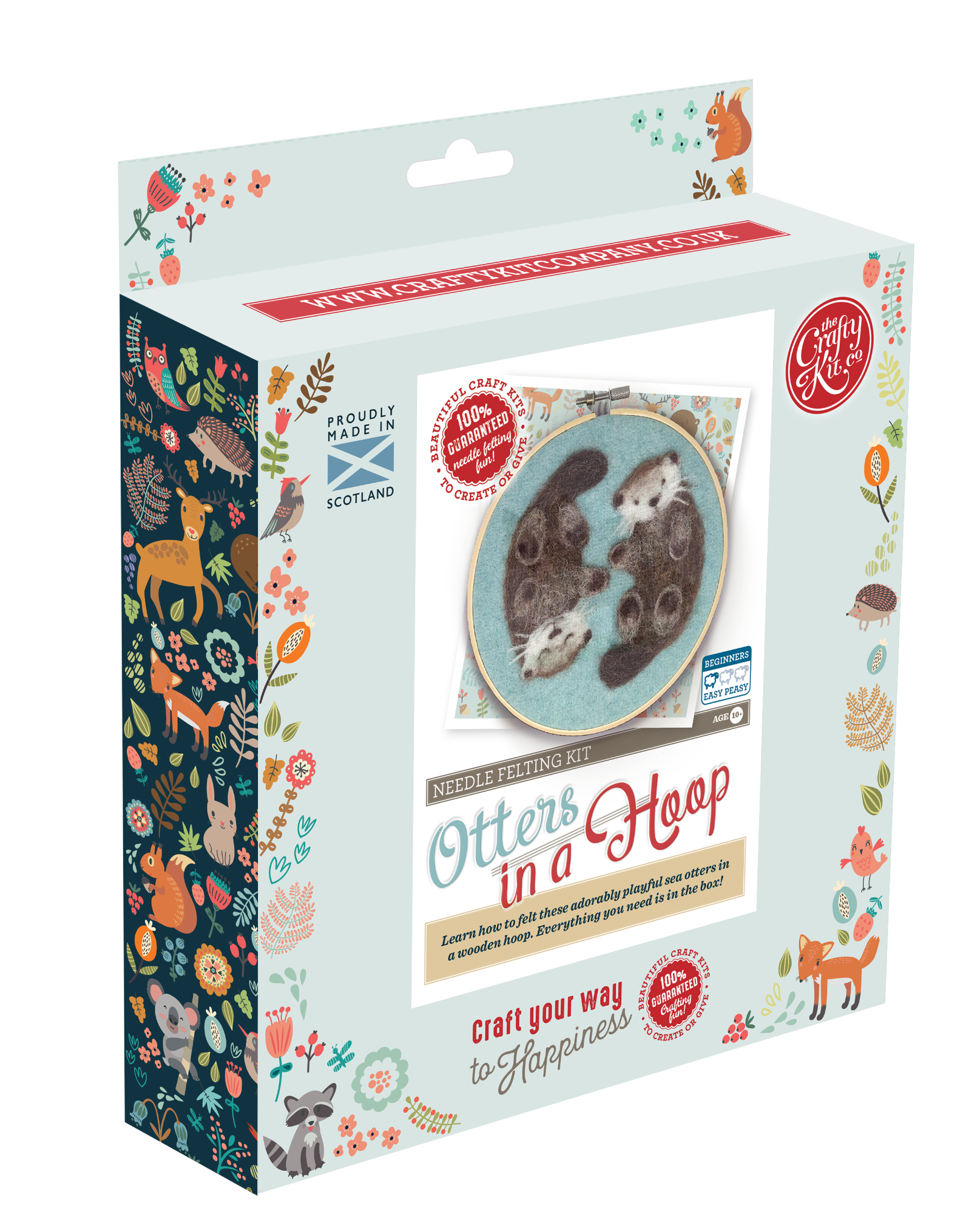 The Crafty Kit Company - Otters in a Hoop Needle Felting Craft Kit