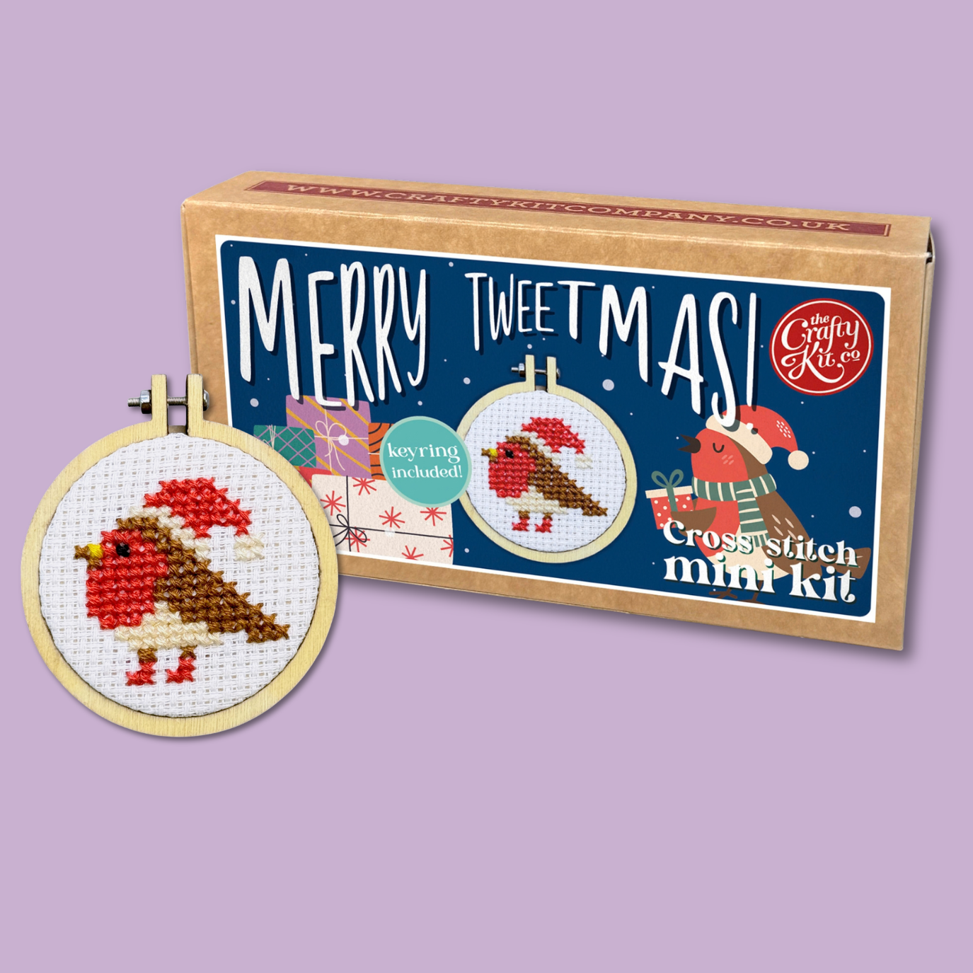 The Crafty Kit Company - Merry Tweet-mas! Mini Matchbox Cross Stitch Kit