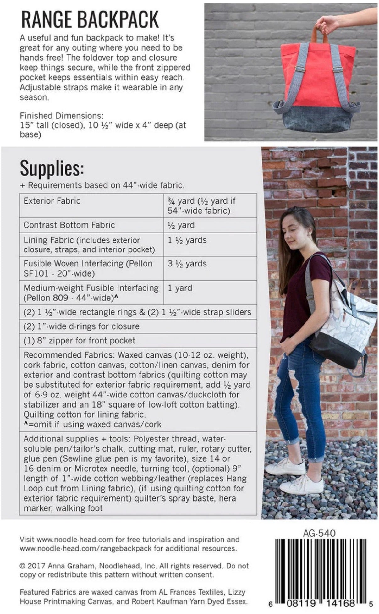 Range Backpack Noodlehead Pattern