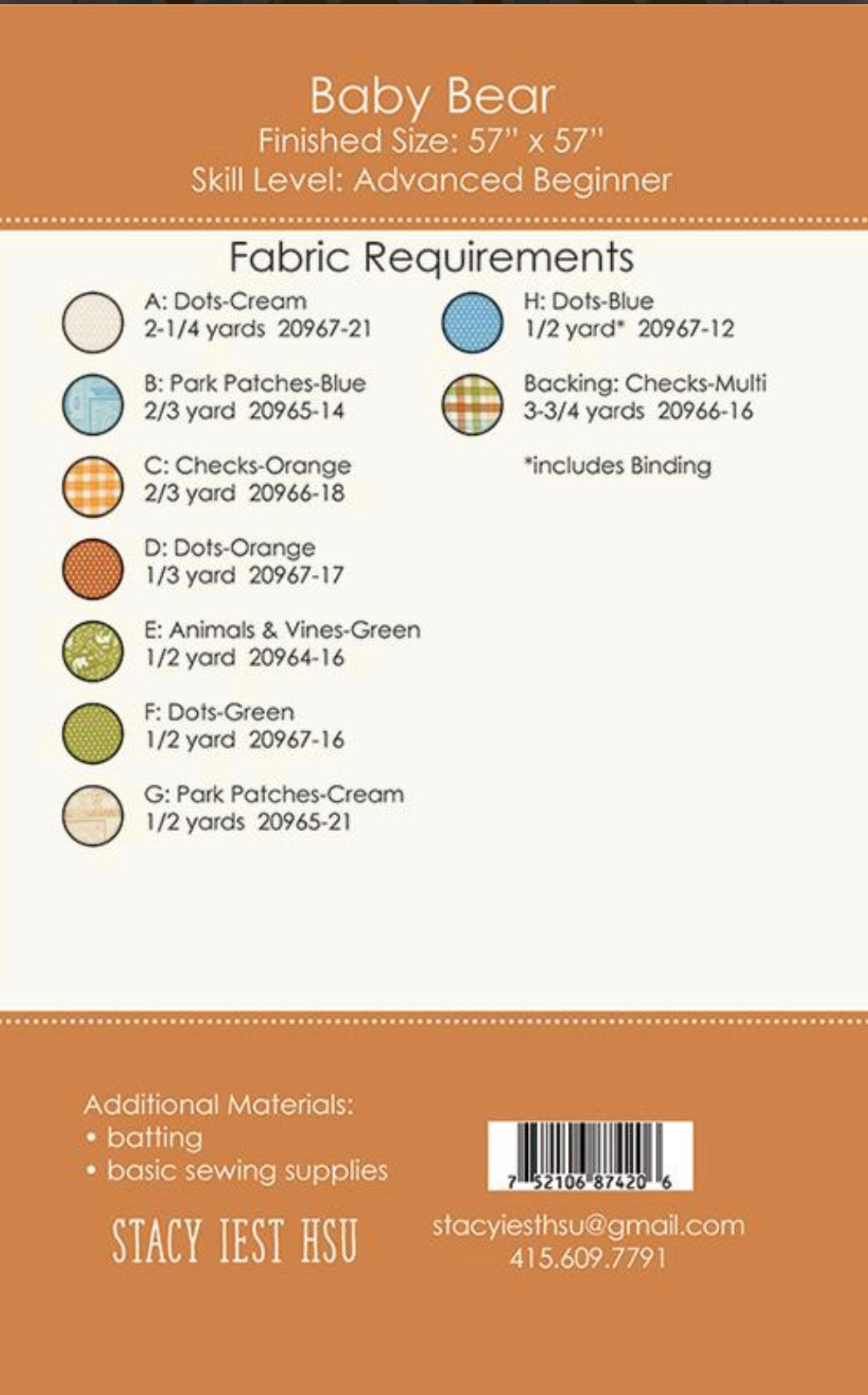 Kindness Baby Bear Quilt Pattern by Stacy Iest Hsu