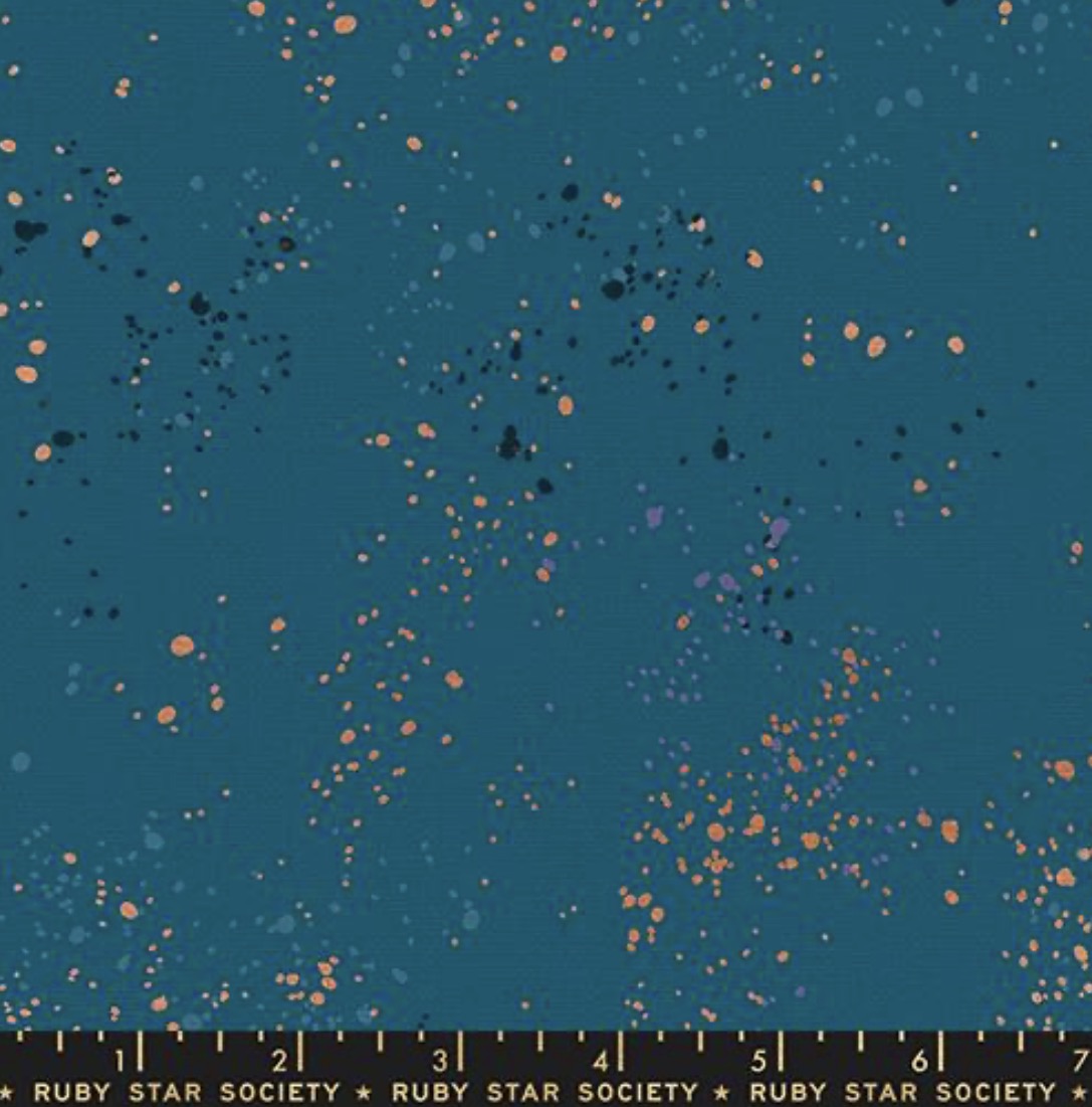 Ruby Star Speckled - Metallic Teal - Cotton Canvas Fabric