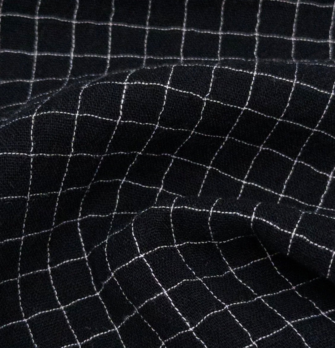 Organic Cotton Double Gauze Black Check