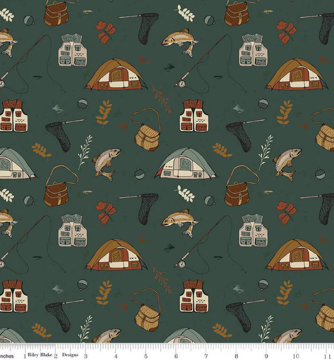 Let’s Wander Gone Fishing Riley Blake Forest