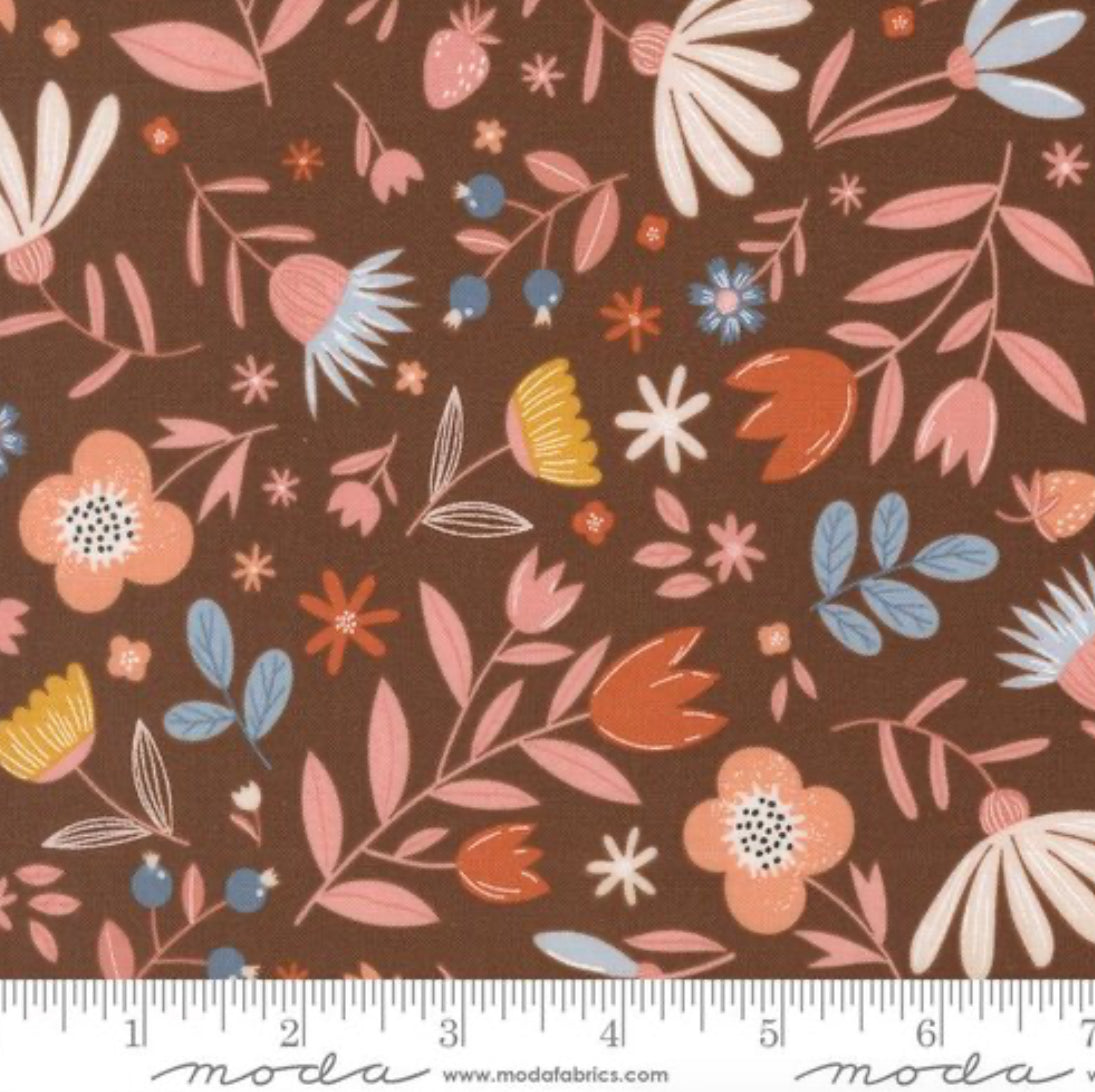 Blossoms and Blooms by Elena Amo for Moda - Chocolate