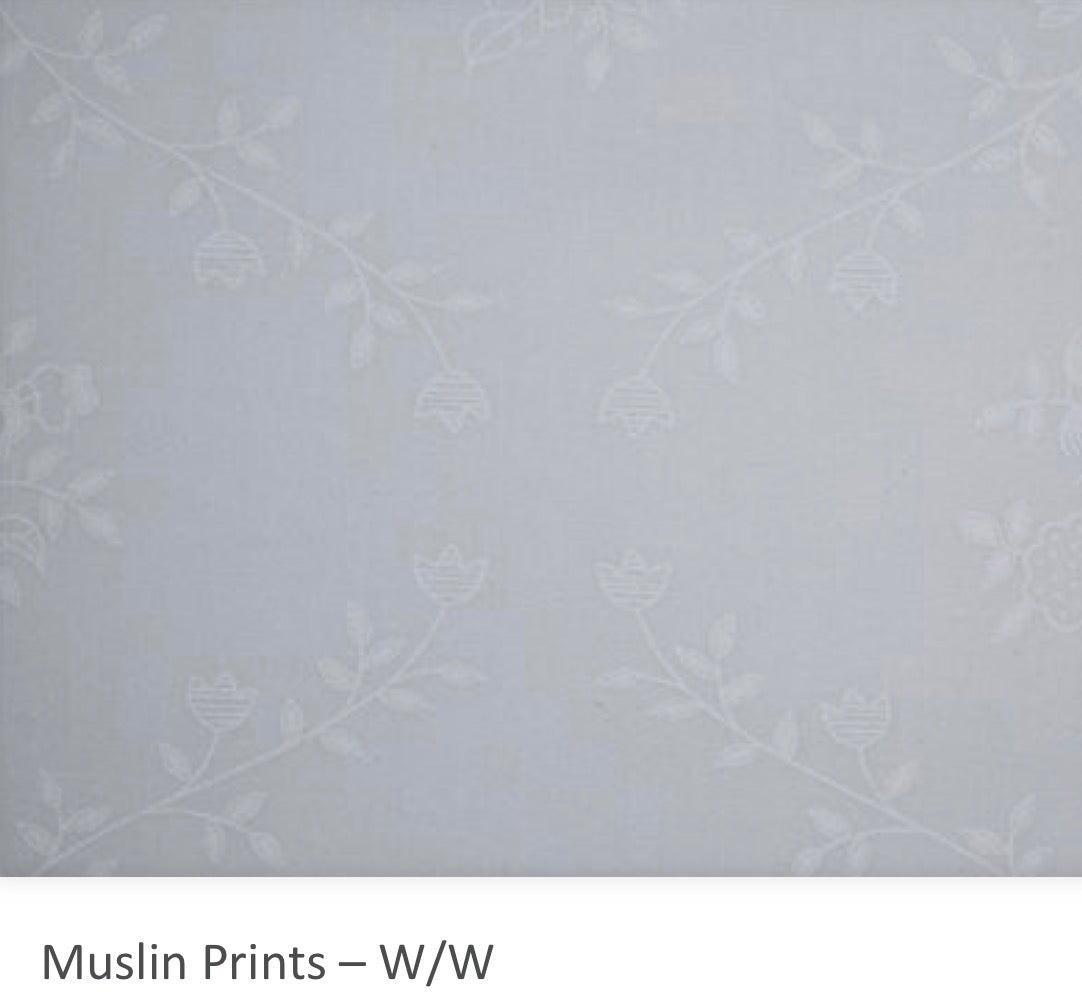 Muslin White Floral Vines Two Tone White
