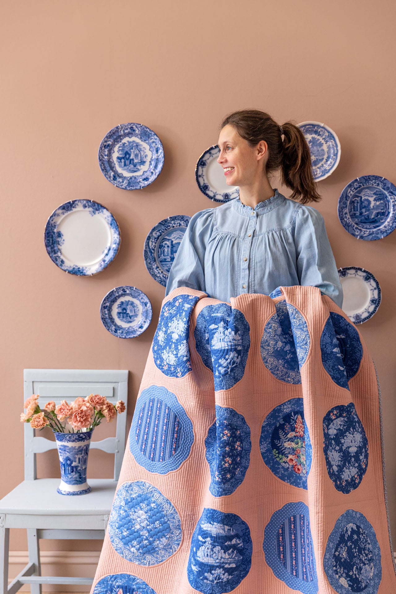 Tilda Plate Quilt Kit - Dusty Peach - Something Blue