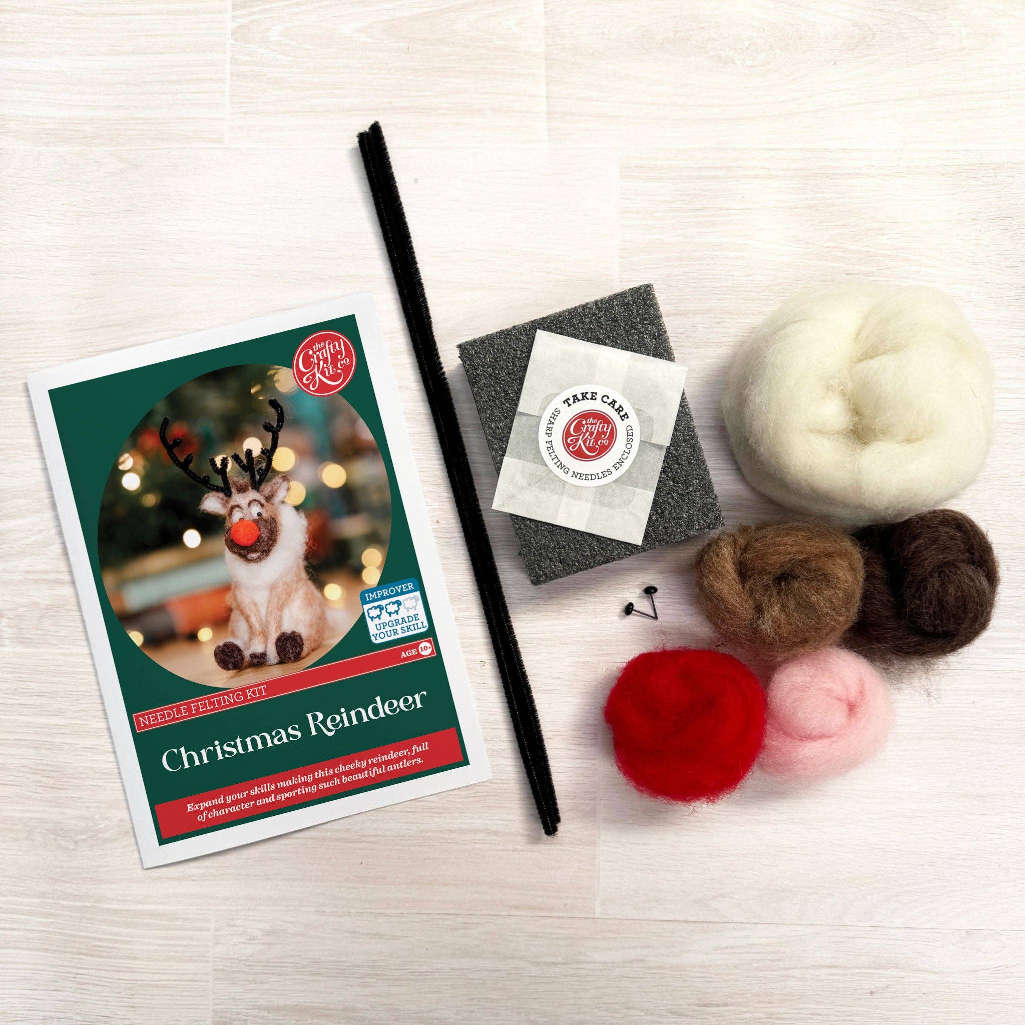 The Crafty Kit Company - Christmas Reindeer Needle Felting Kit
