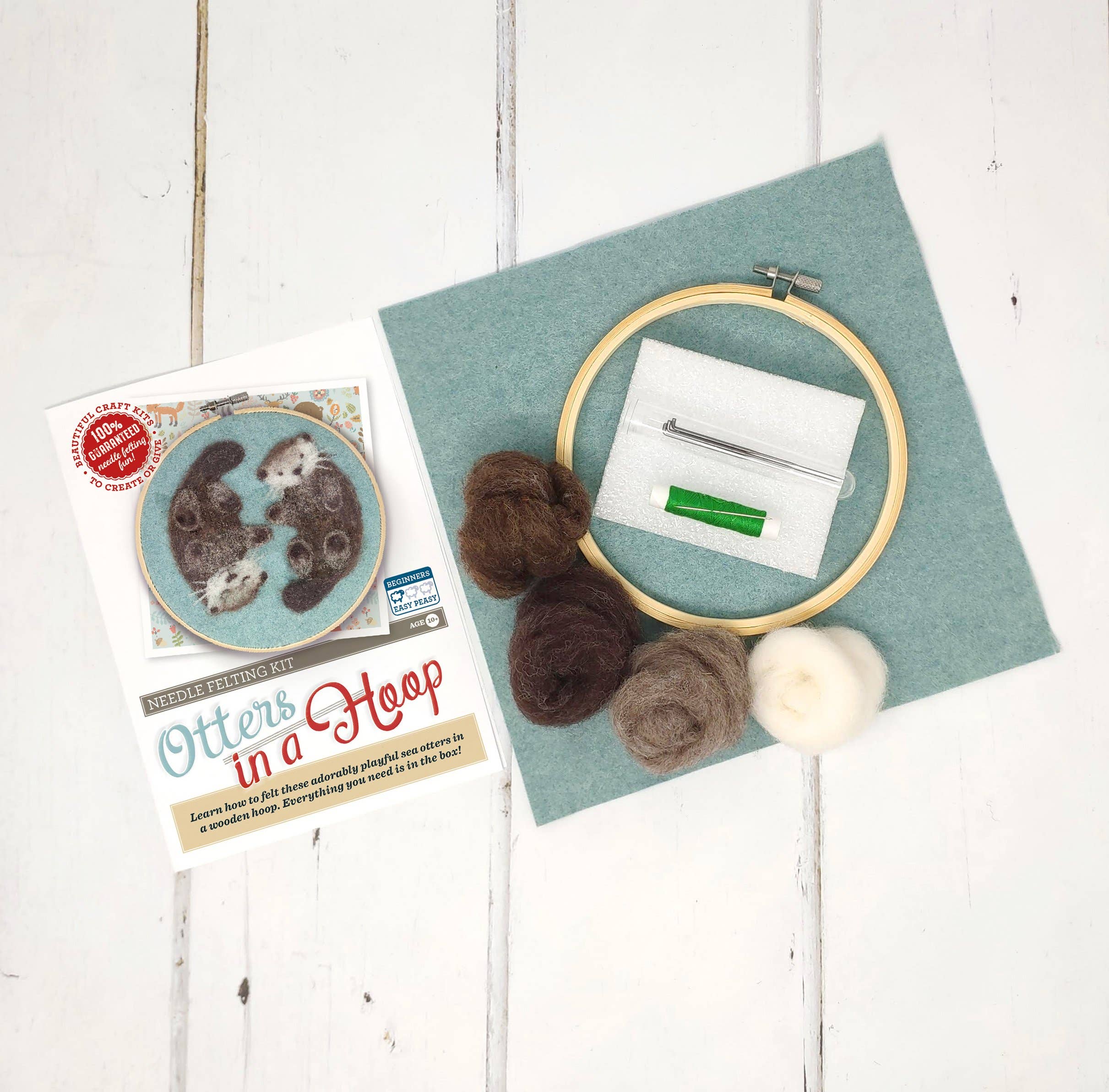The Crafty Kit Company - Otters in a Hoop Needle Felting Craft Kit
