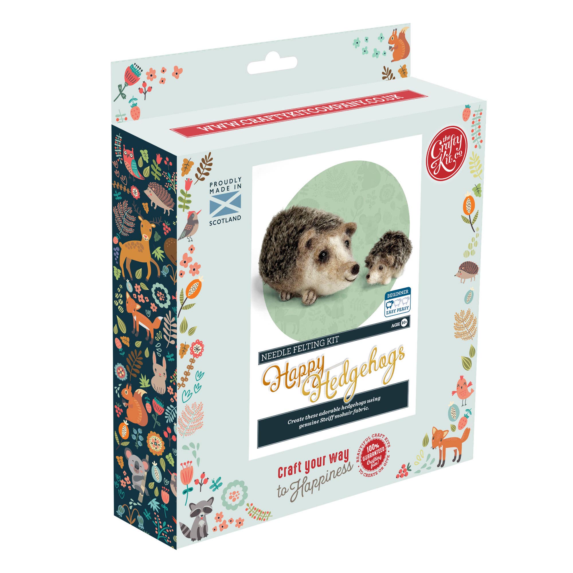 The Crafty Kit Company - Happy Hedgehogs Needle Felting Craft Kit