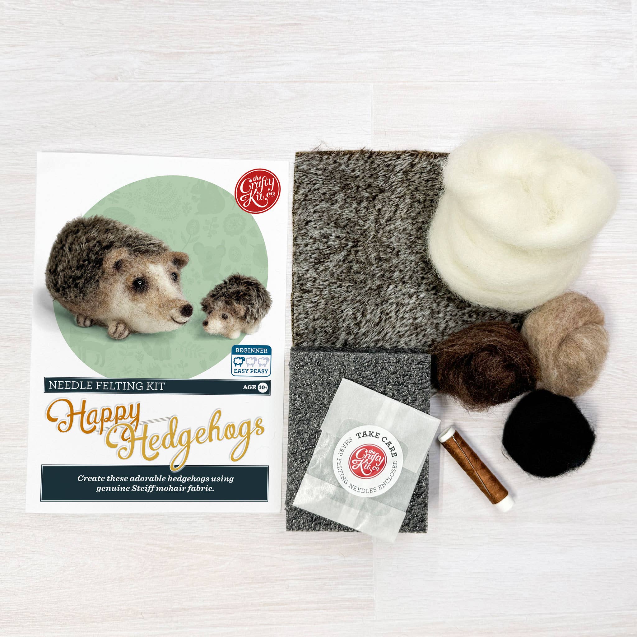 The Crafty Kit Company - Happy Hedgehogs Needle Felting Craft Kit