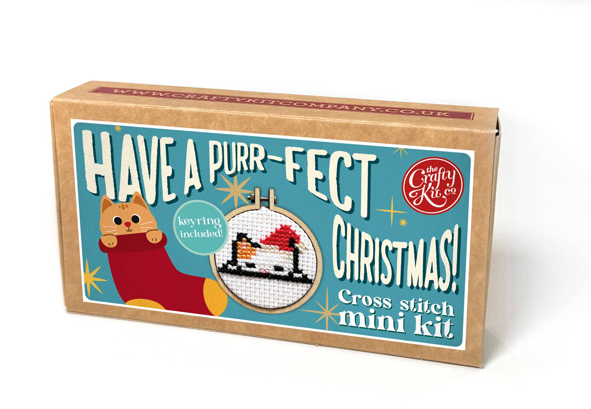 The Crafty Kit Company - Have a Purr-fect Christmas! Mini Matchbox Cross Stitch Kit